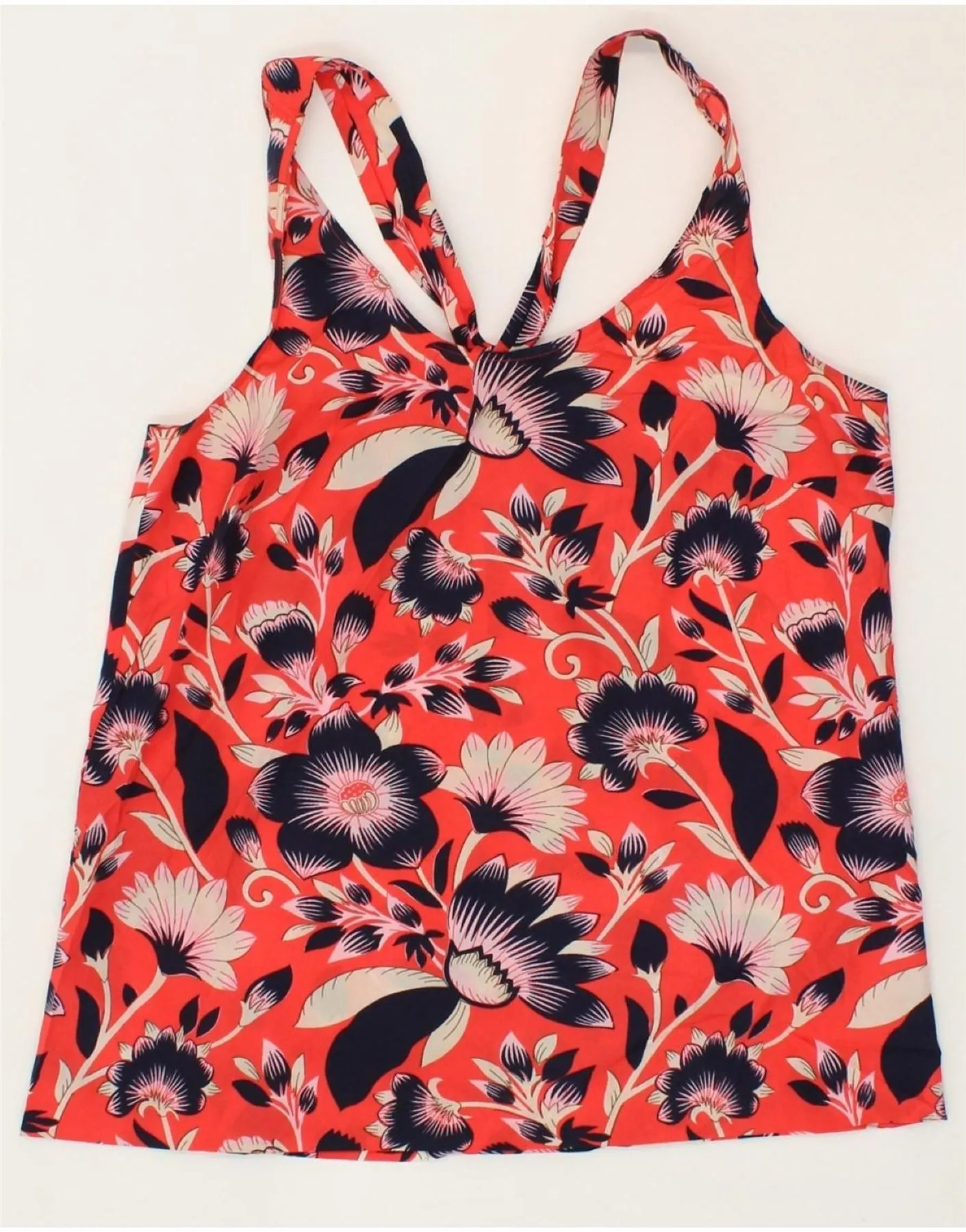 J. CREW Womens Sleeveless Blouse Top US 6 Medium Red Floral Polyester