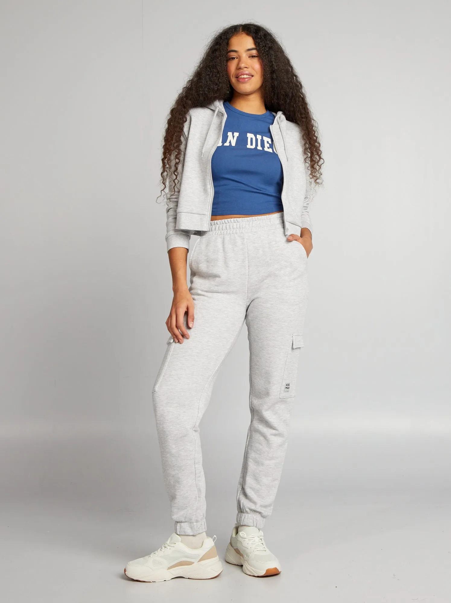 Joggers in tessuto felpato - GRIGIO