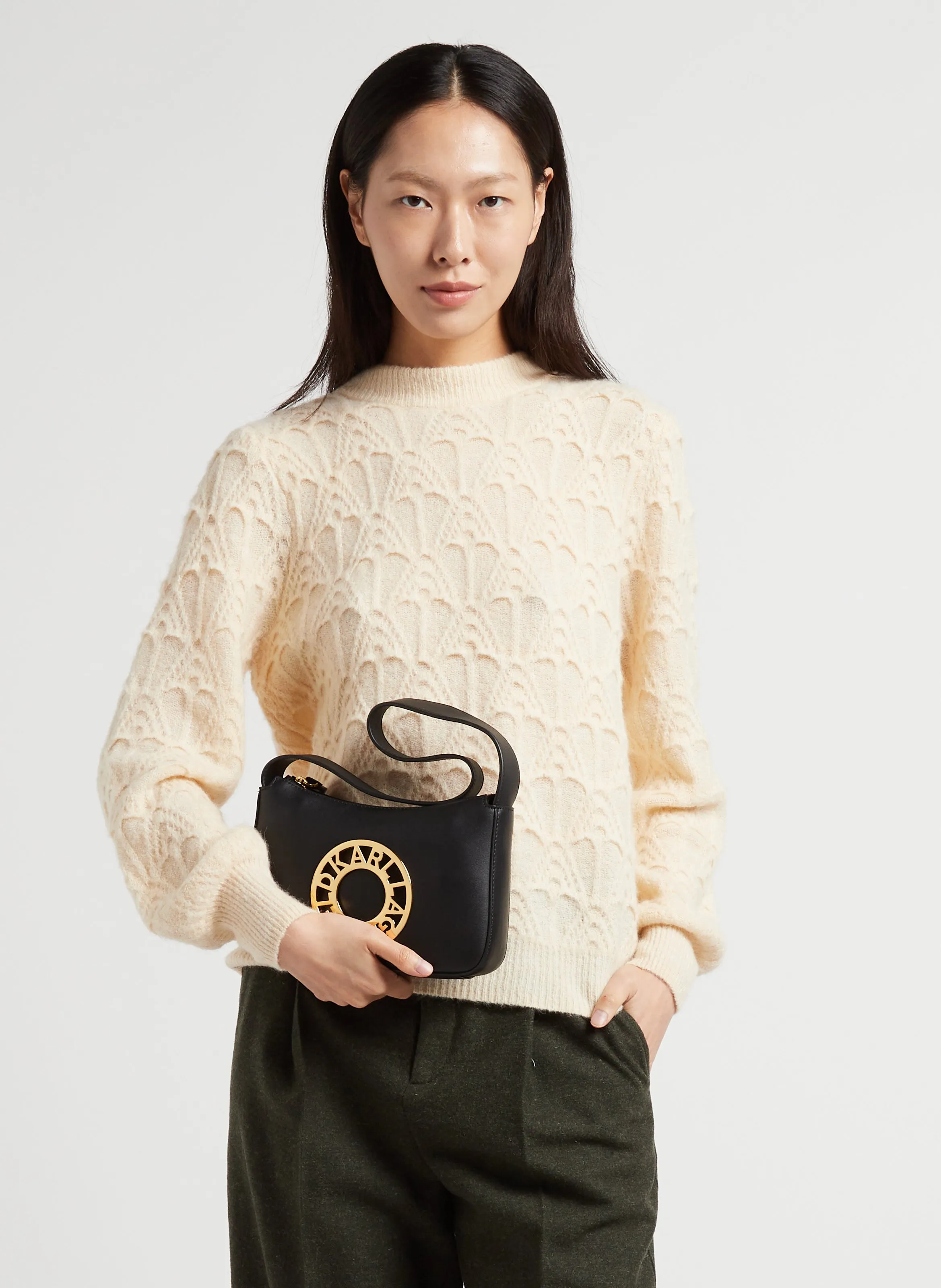  KARL LAGERFELD   K/DISK - Borsa a tracolla in pelle | Nero