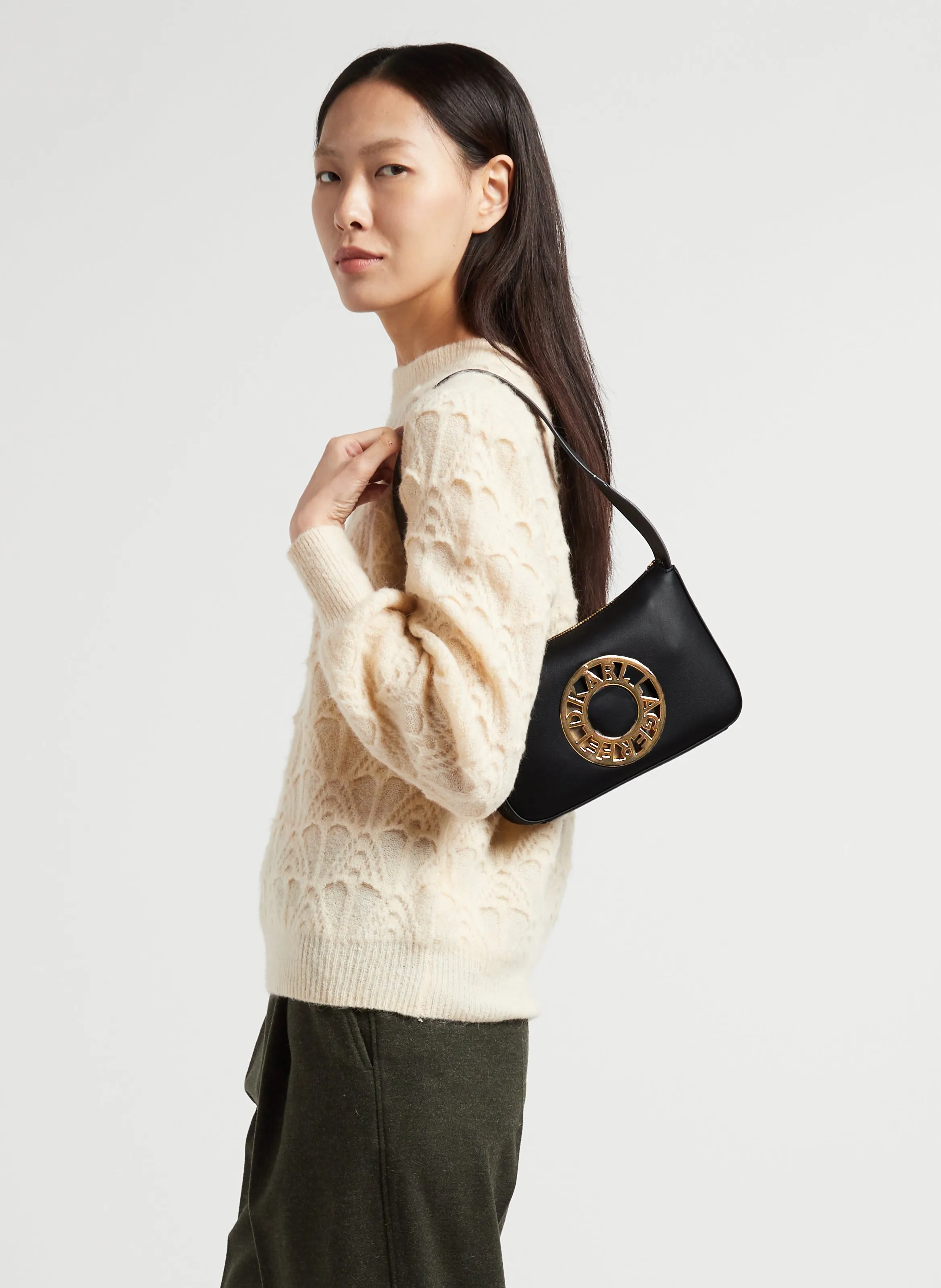  KARL LAGERFELD   K/DISK - Borsa a tracolla in pelle | Nero