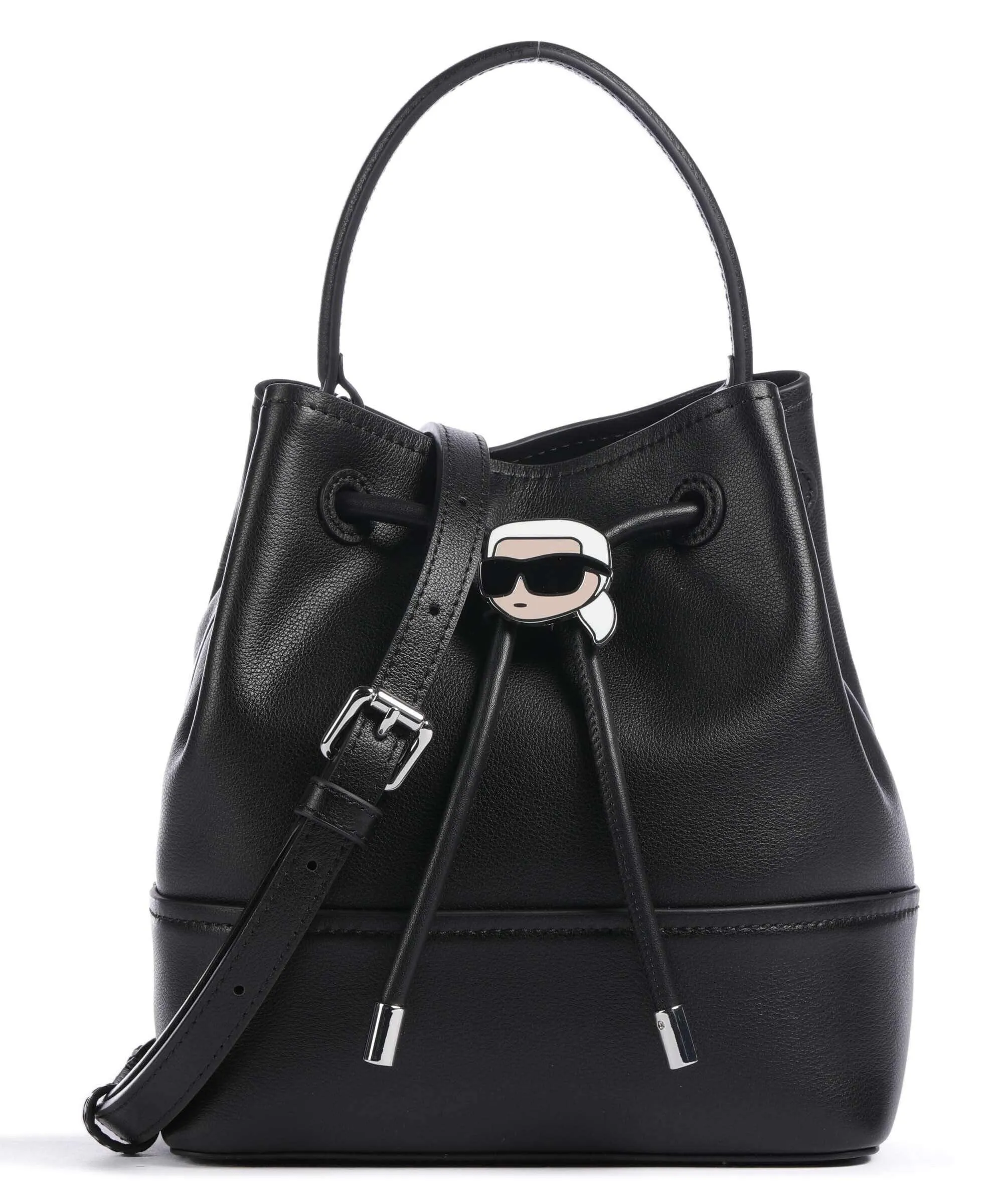  Karl Lagerfeld K/Ikonik 2.0 Borsa a secchiello pelle di vacchetta finemente grana nero  