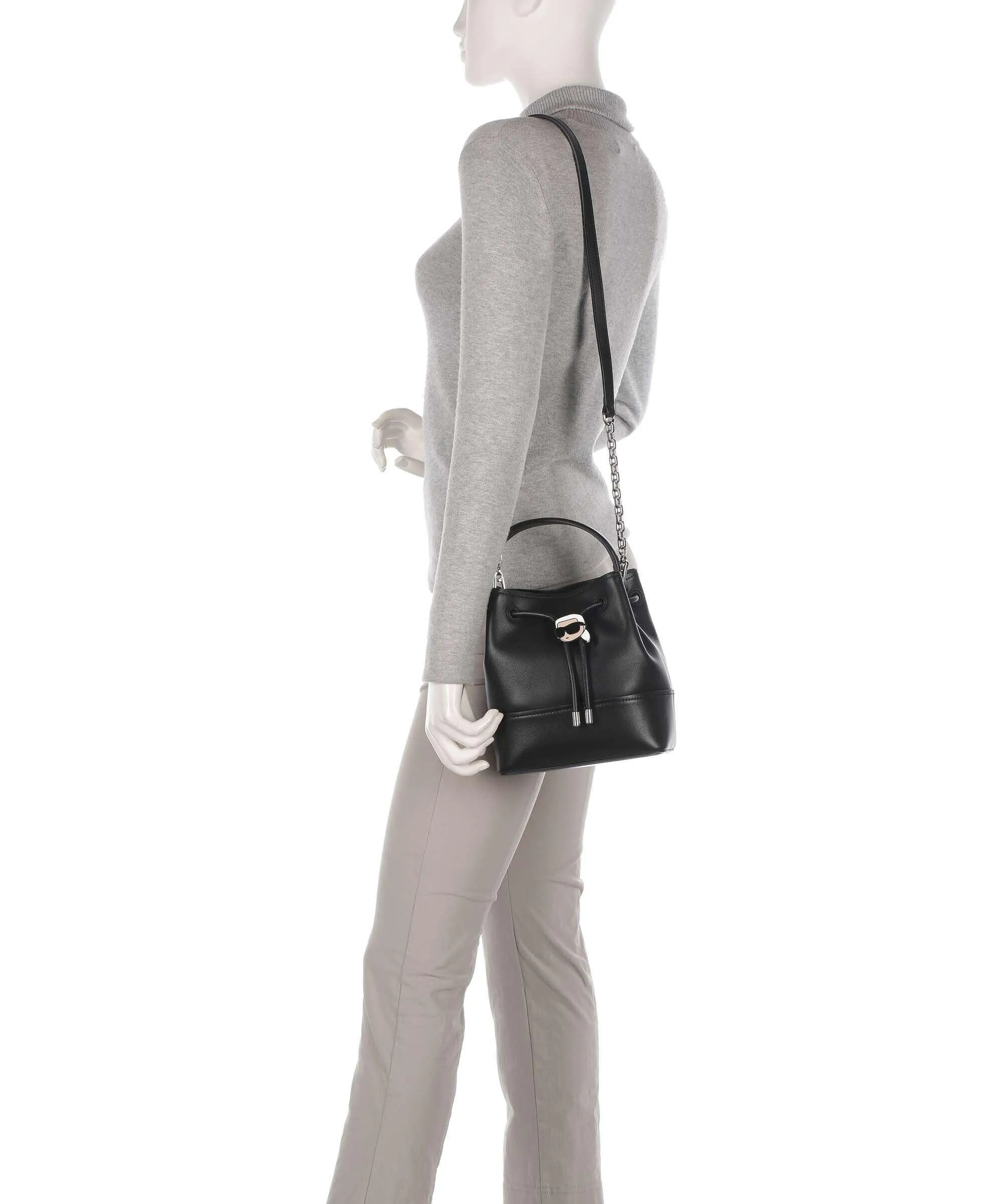  Karl Lagerfeld K/Ikonik 2.0 Borsa a secchiello pelle di vacchetta finemente grana nero  