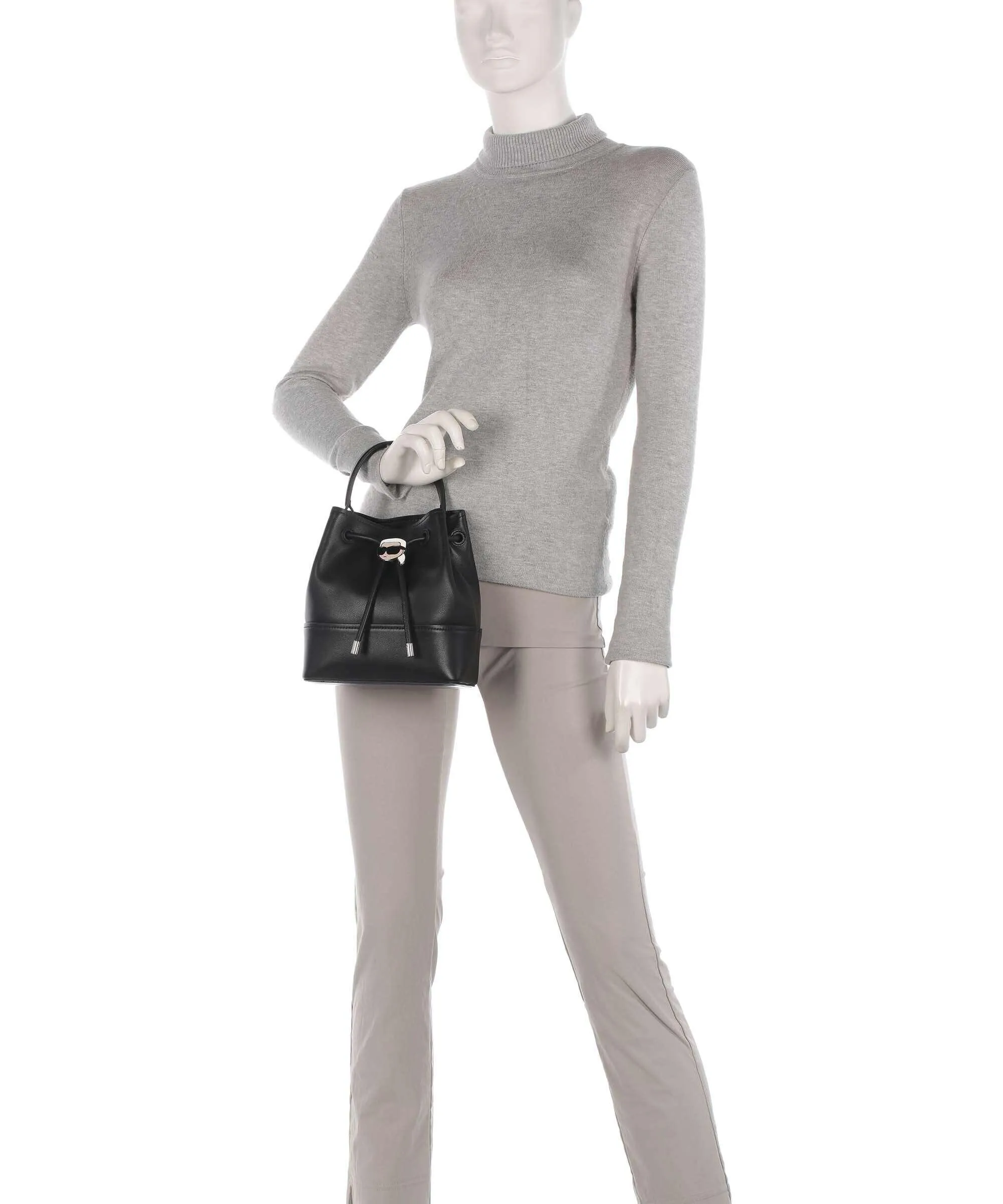  Karl Lagerfeld K/Ikonik 2.0 Borsa a secchiello pelle di vacchetta finemente grana nero  