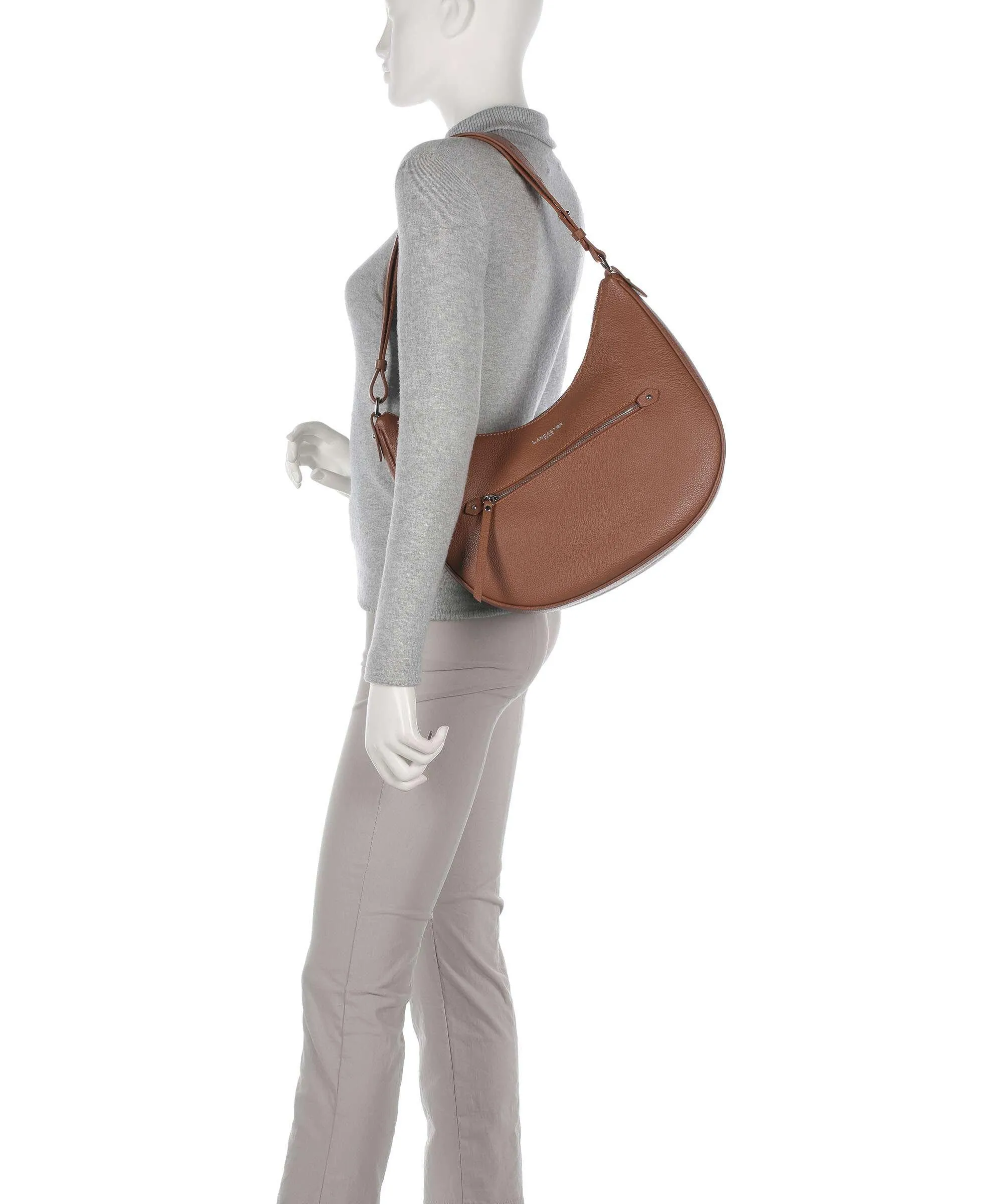  Lancaster Firenze Borsa hobo pelle di vacchetta grana marrone  