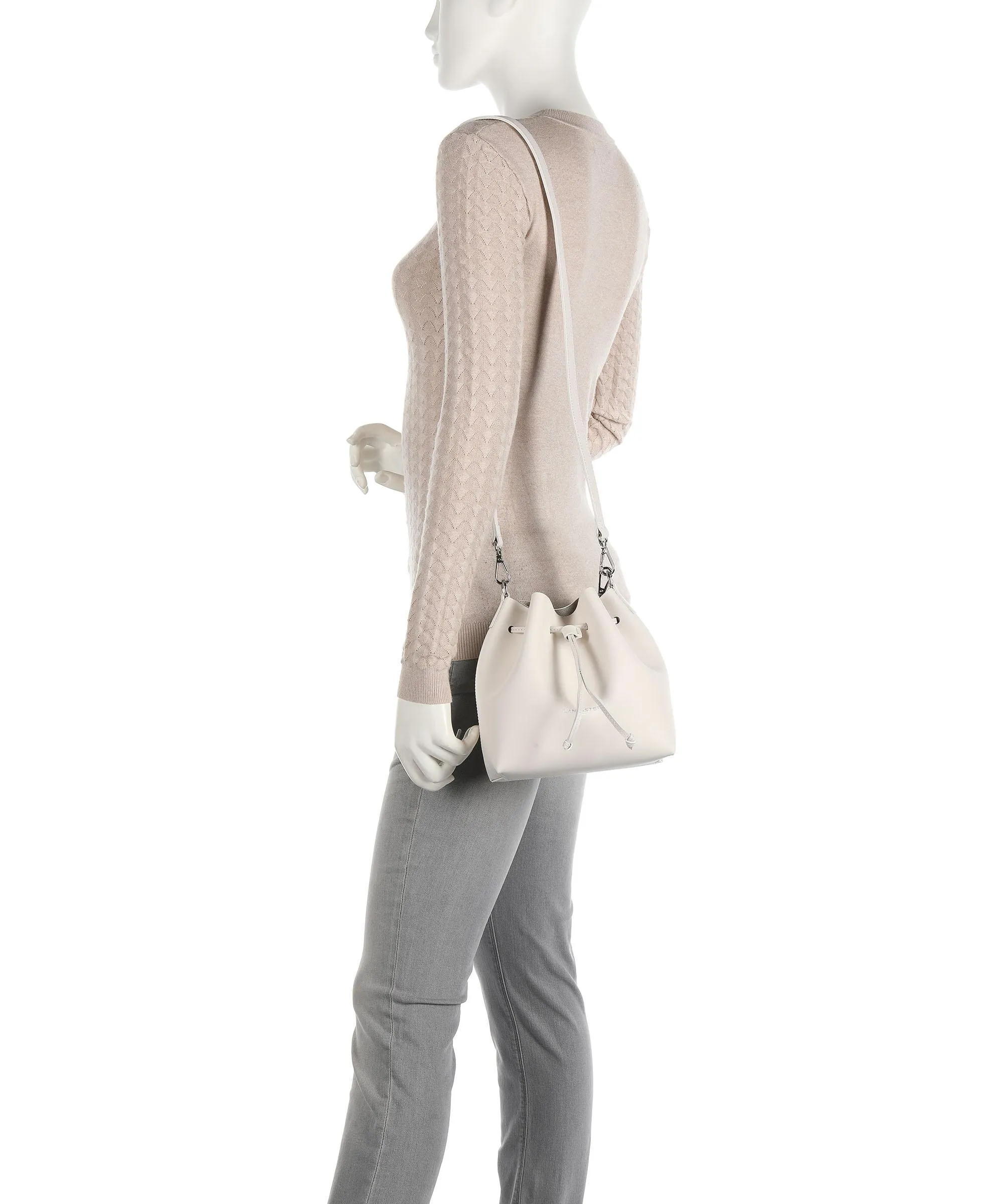  Lancaster Pur & Element City Borsa a secchiello pelle di vacchetta liscia avorio  