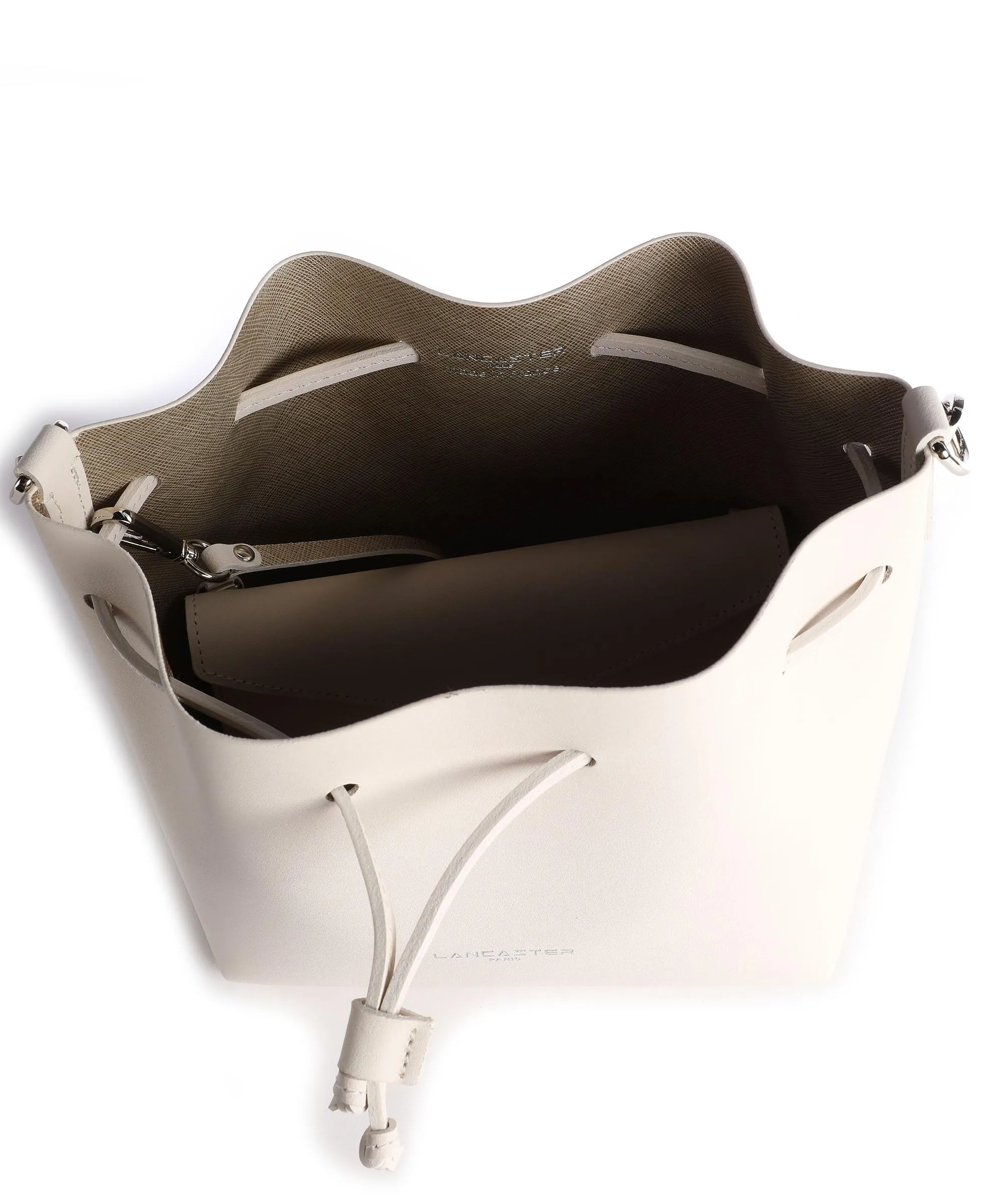  Lancaster Pur & Element City Borsa a secchiello pelle di vacchetta liscia avorio  