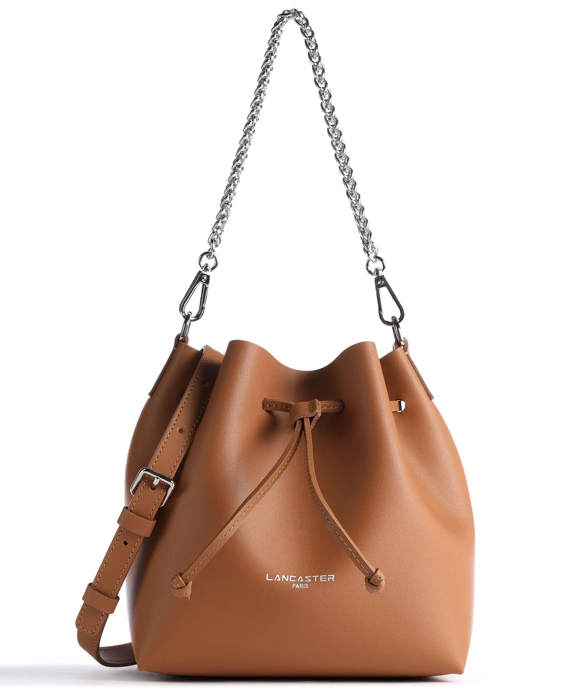  Lancaster Pur & Element City Borsa a secchiello pelle di vacchetta liscia camel  
