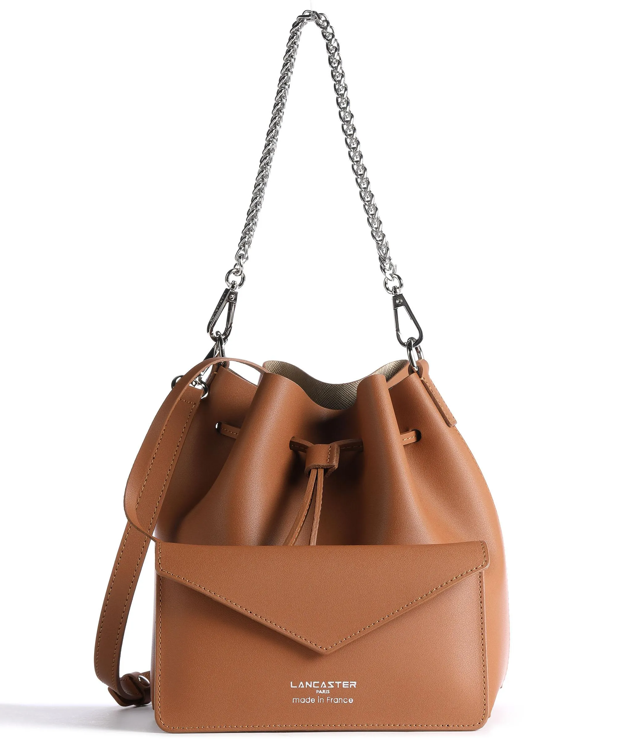  Lancaster Pur & Element City Borsa a secchiello pelle di vacchetta liscia camel  