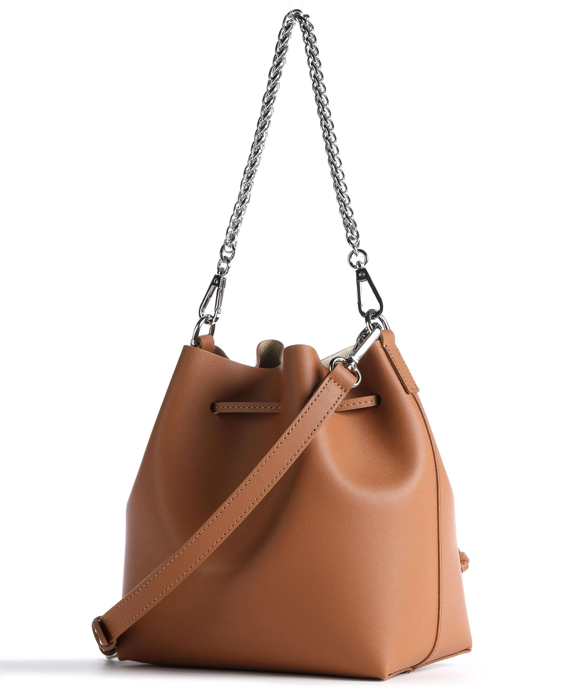  Lancaster Pur & Element City Borsa a secchiello pelle di vacchetta liscia camel  
