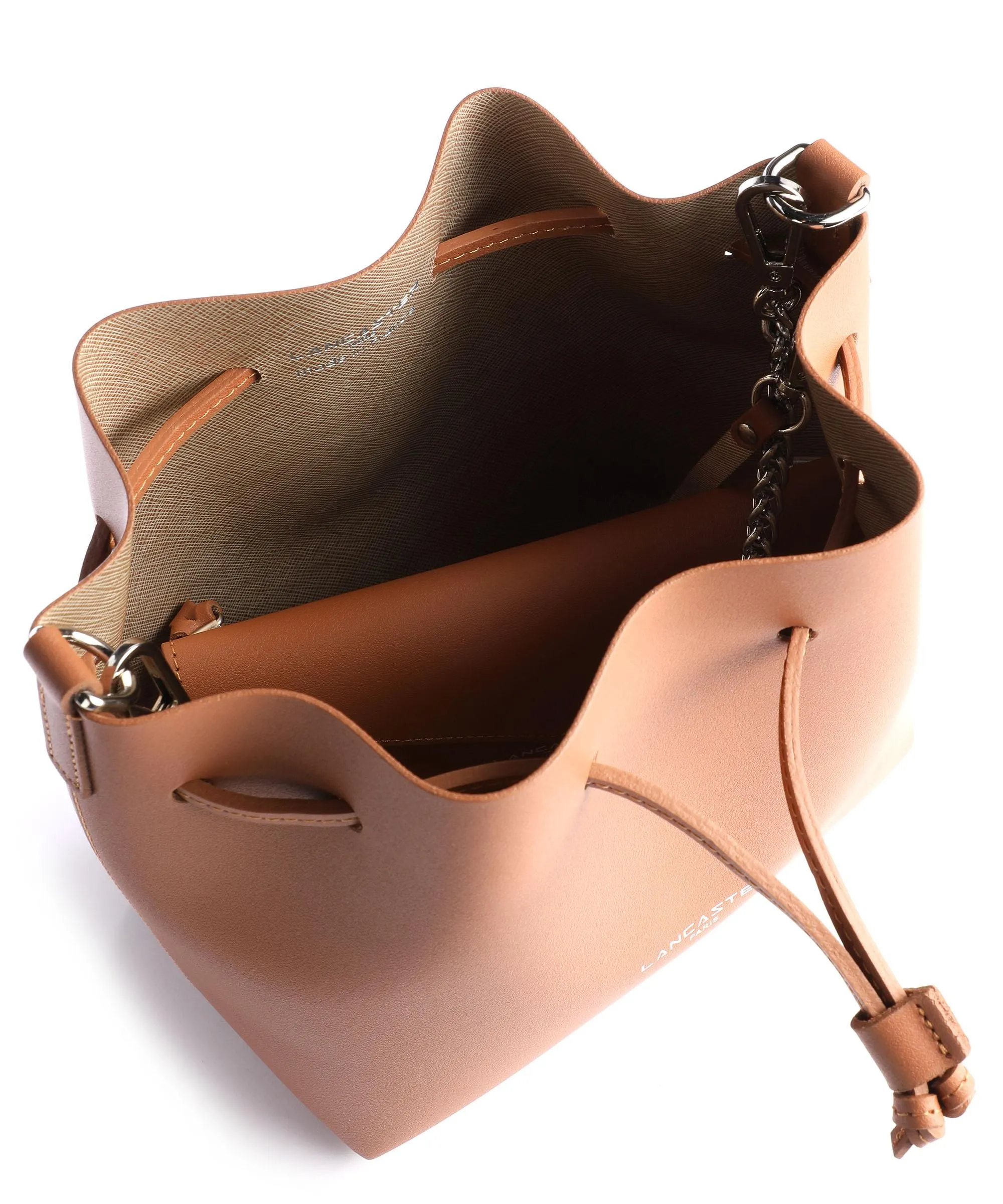  Lancaster Pur & Element City Borsa a secchiello pelle di vacchetta liscia camel  
