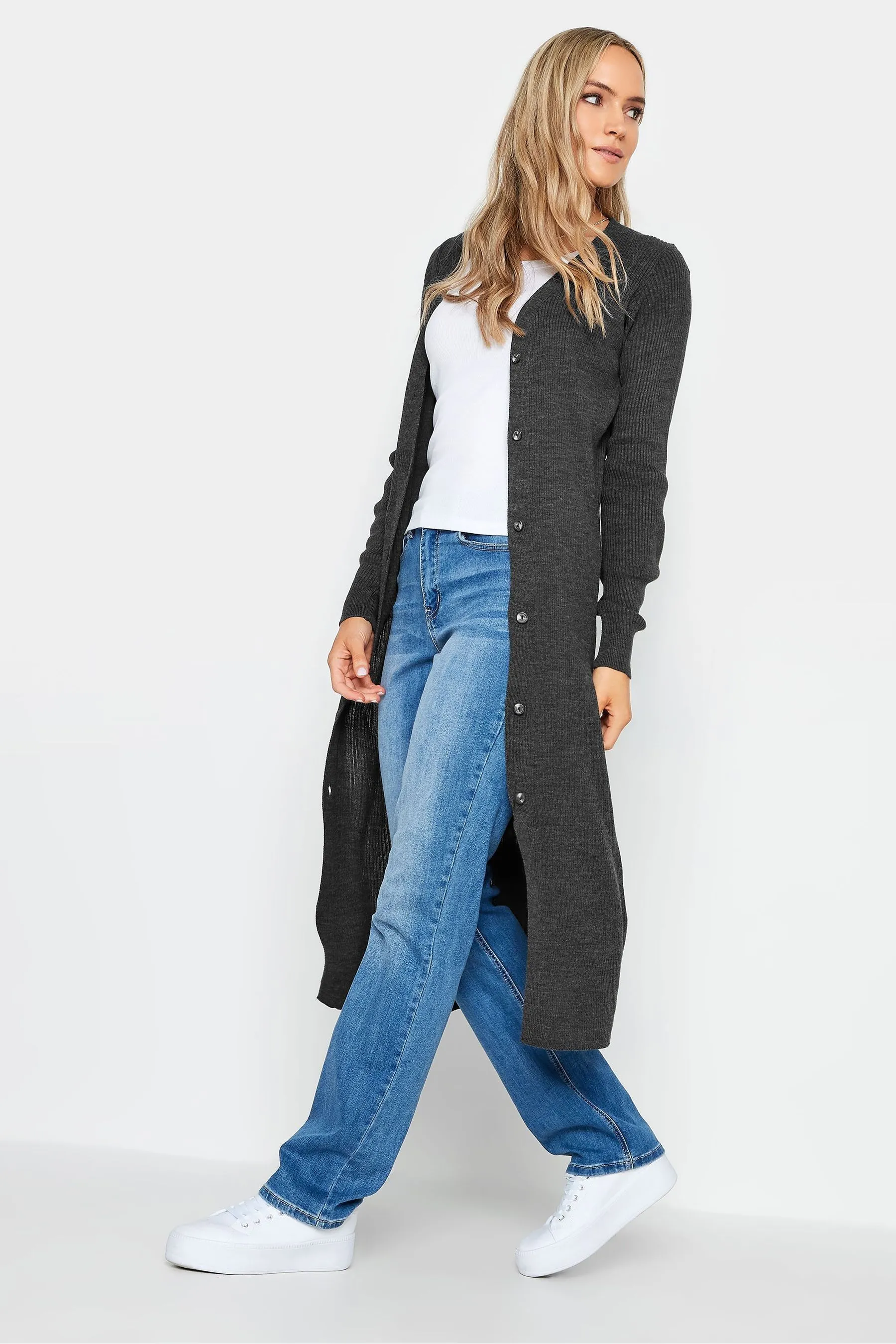 Long Tall Sally - Cardigan lungo a coste con bottoni