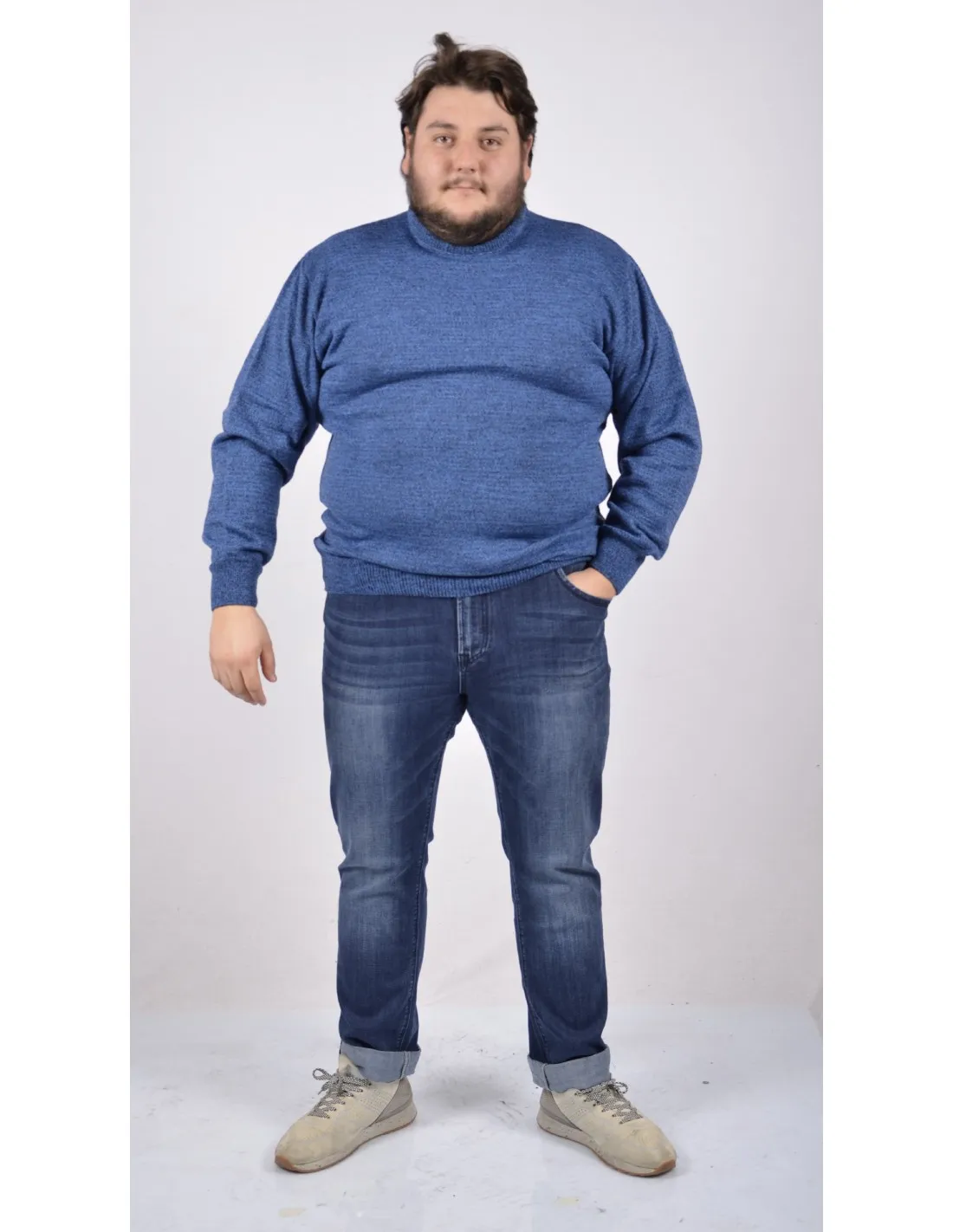 Maglia Girocollo Melange Blu A / I