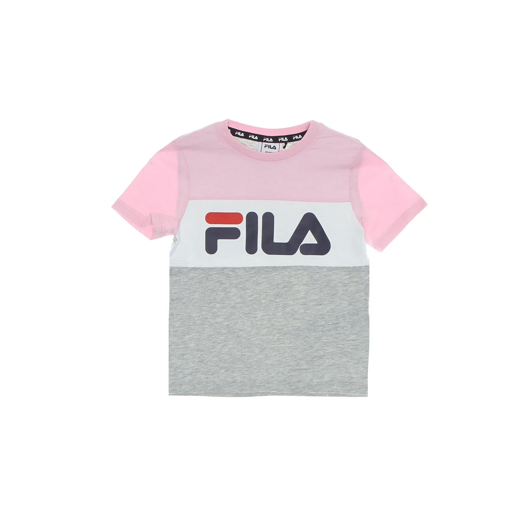 Maglietta Bambino Thea Blocked Tee Light Grey Melange Bros/pink Mist/bright White