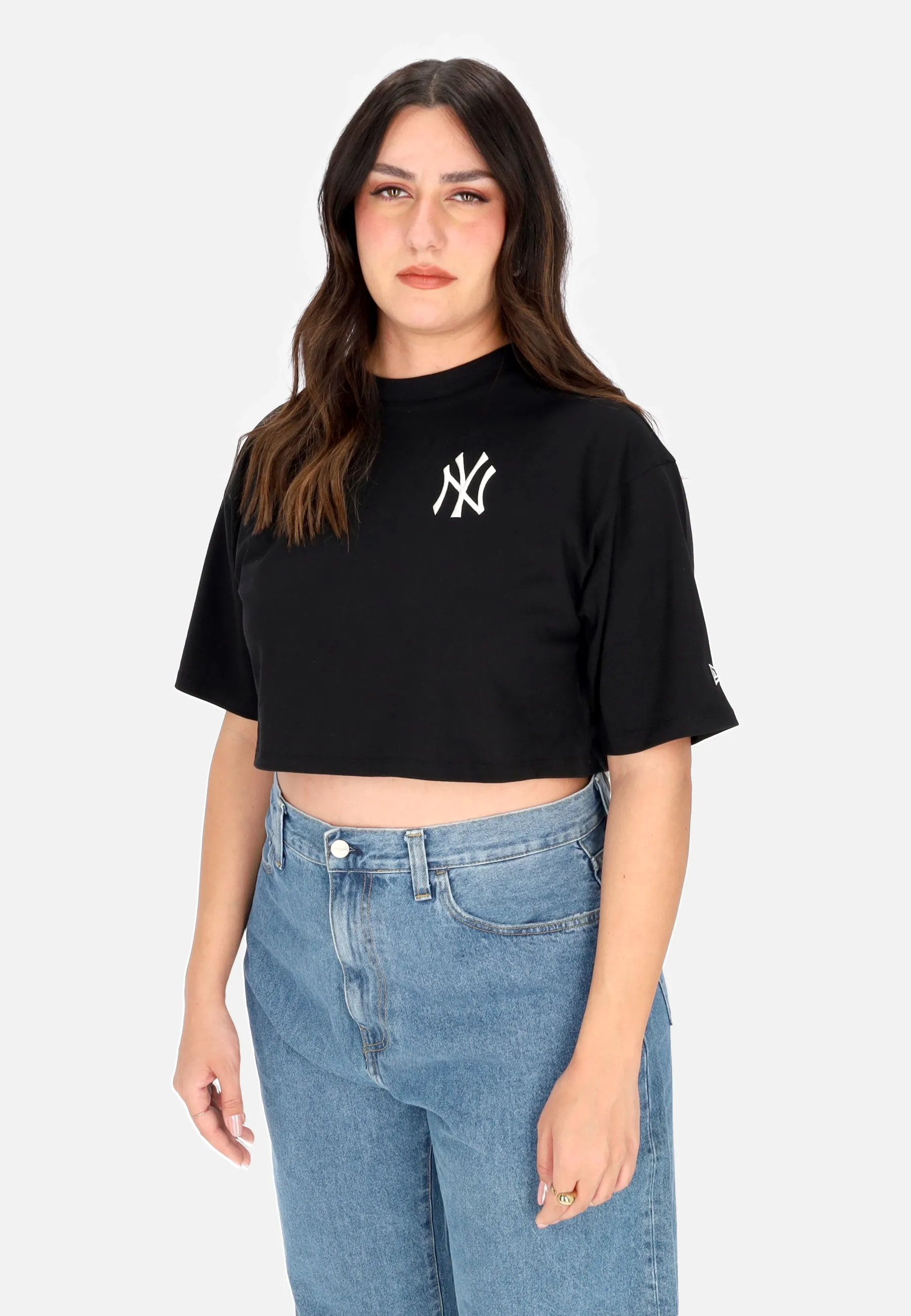 Maglietta Corta Donna Mlb Lifestyle Crop Tee Neyyan Black/white