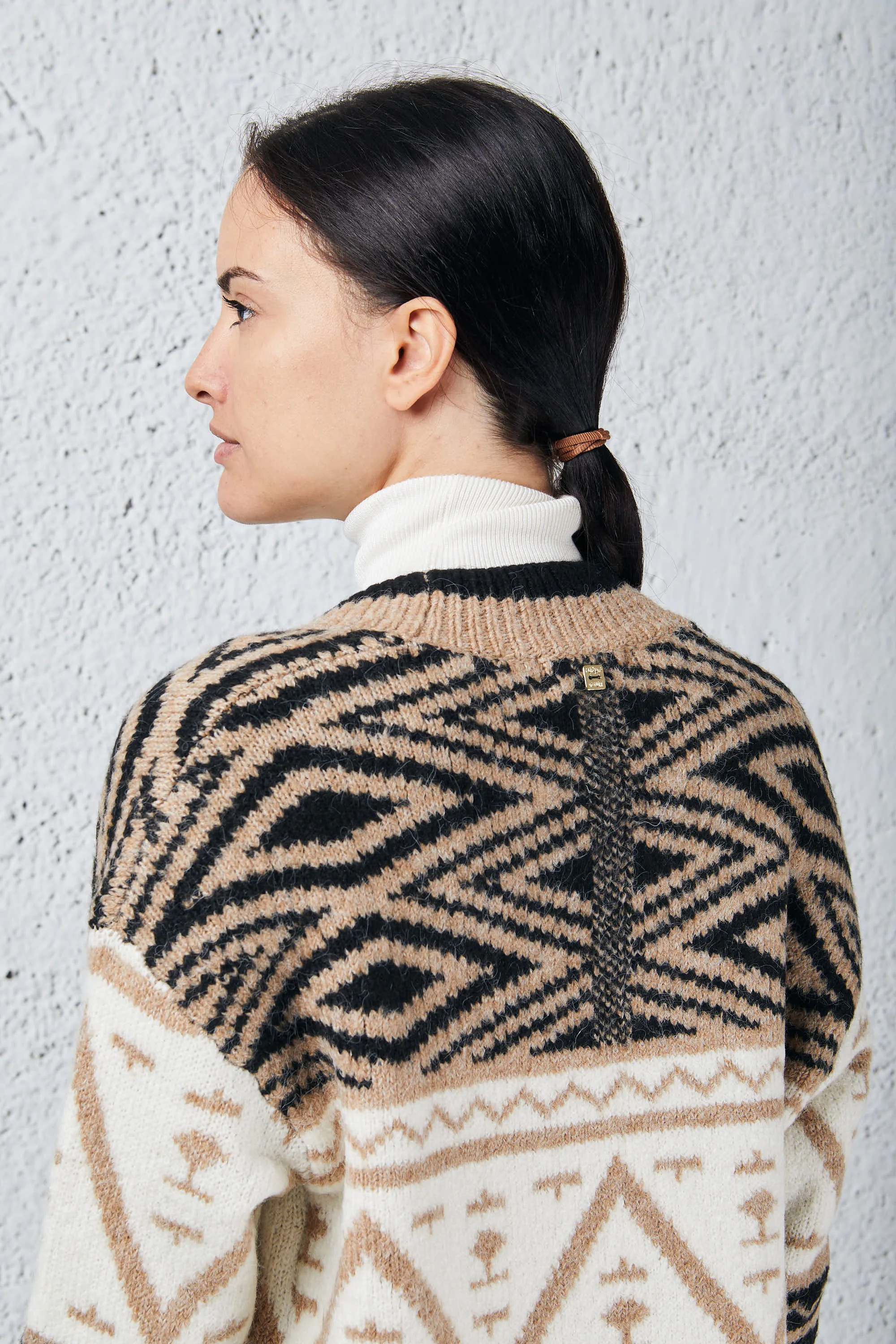 Markup Cardigan Lungo Jacquard Marrone Donna