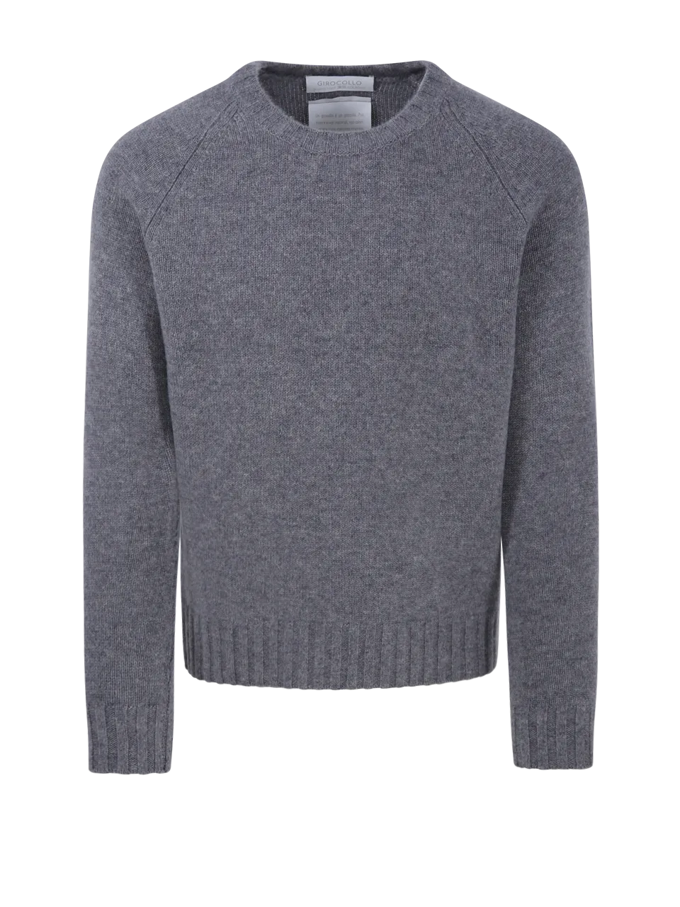 MEN CASHMERE COMPANY GRIGIO CASHMERE RAGLAN ROUND NECK SWEATER