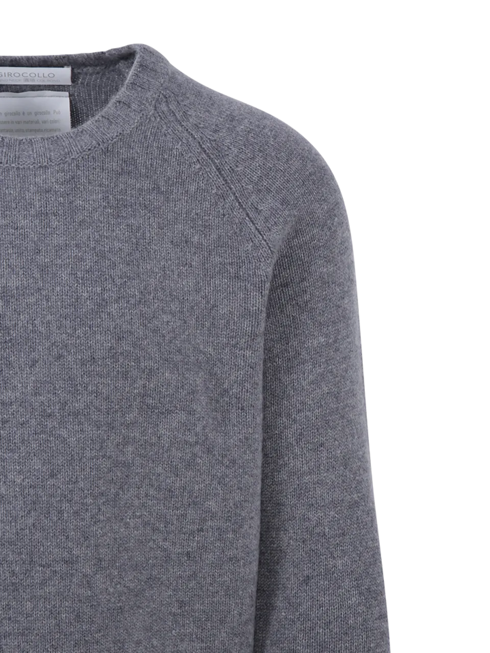 MEN CASHMERE COMPANY GRIGIO CASHMERE RAGLAN ROUND NECK SWEATER