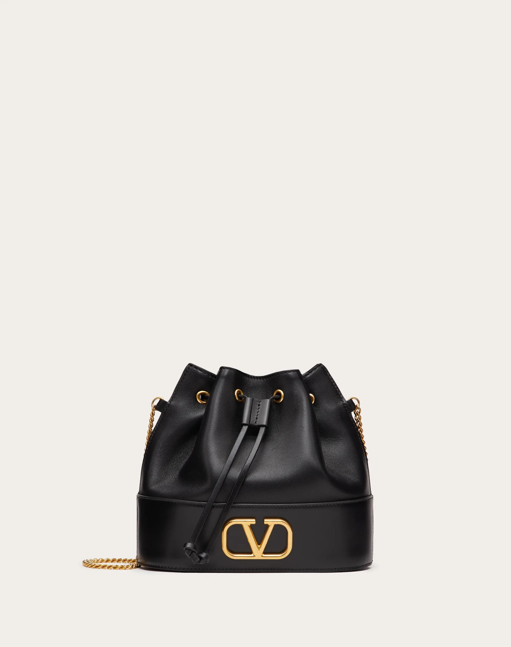 MINI SECCHIELLO CON CATENA VLOGO SIGNATURE IN NAPPA