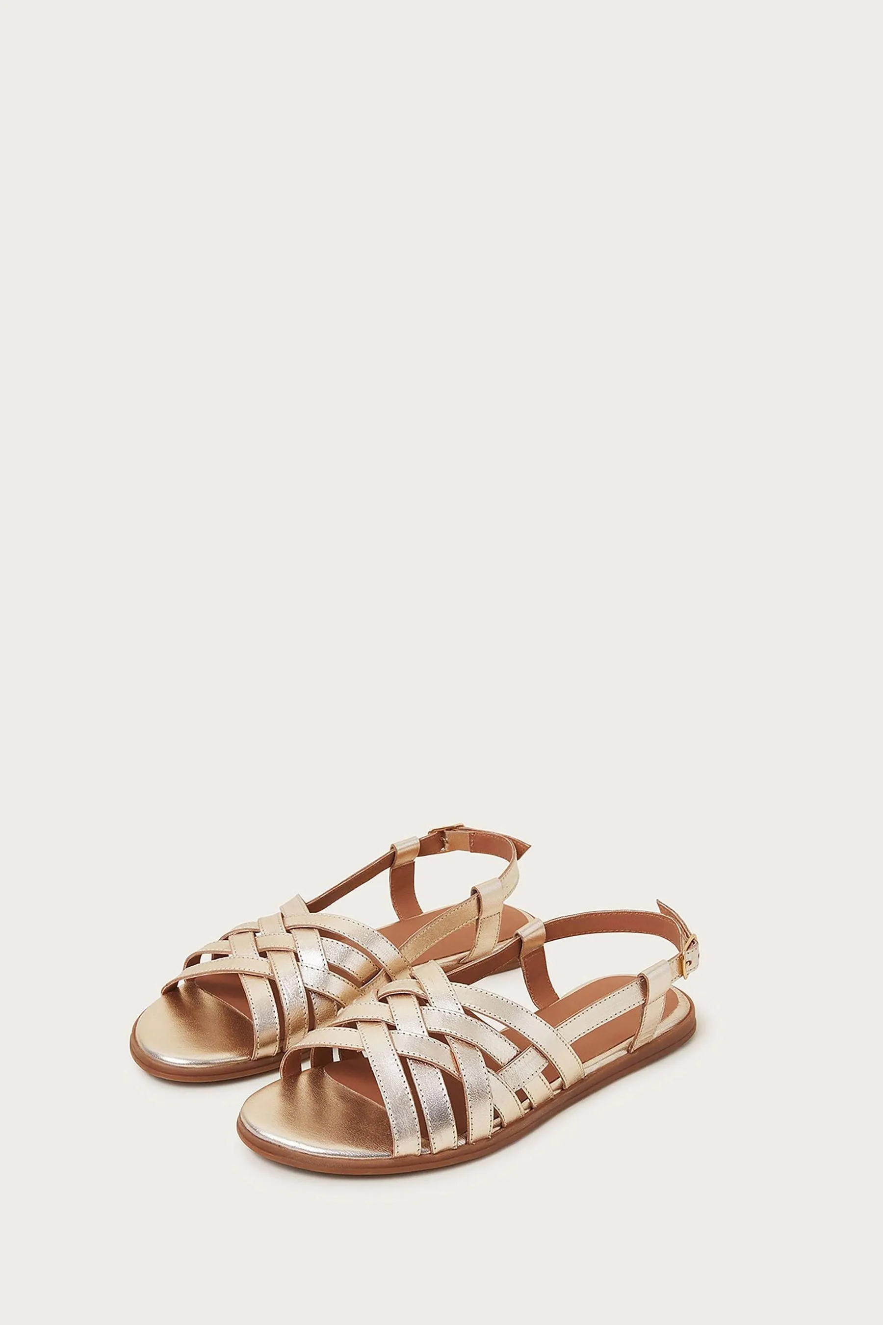 Monsoon Dettagli metallizzati - Sandali in pelle intrecciata