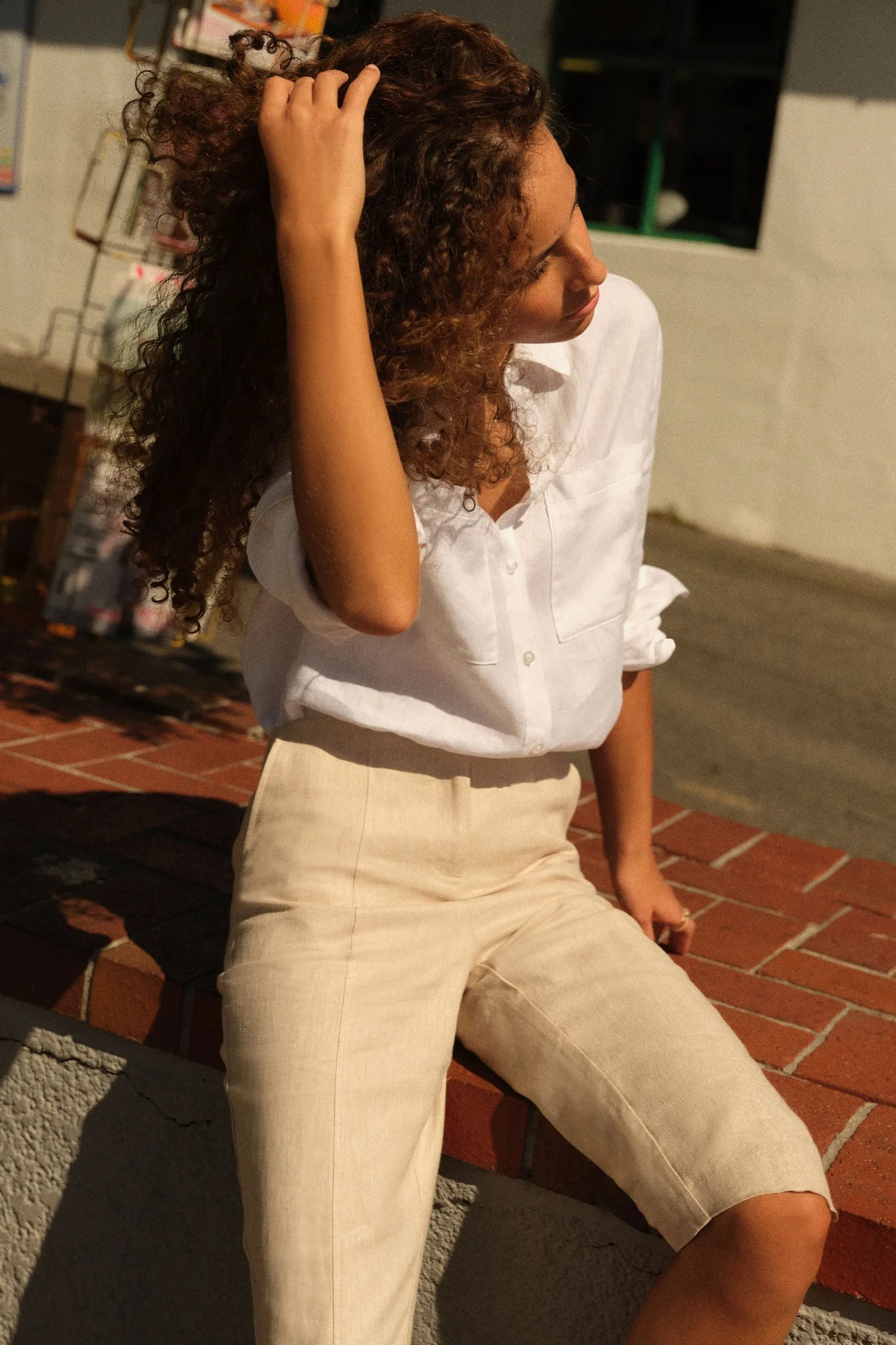 Neutro  - Pantaloni capri in Blend Corto lino