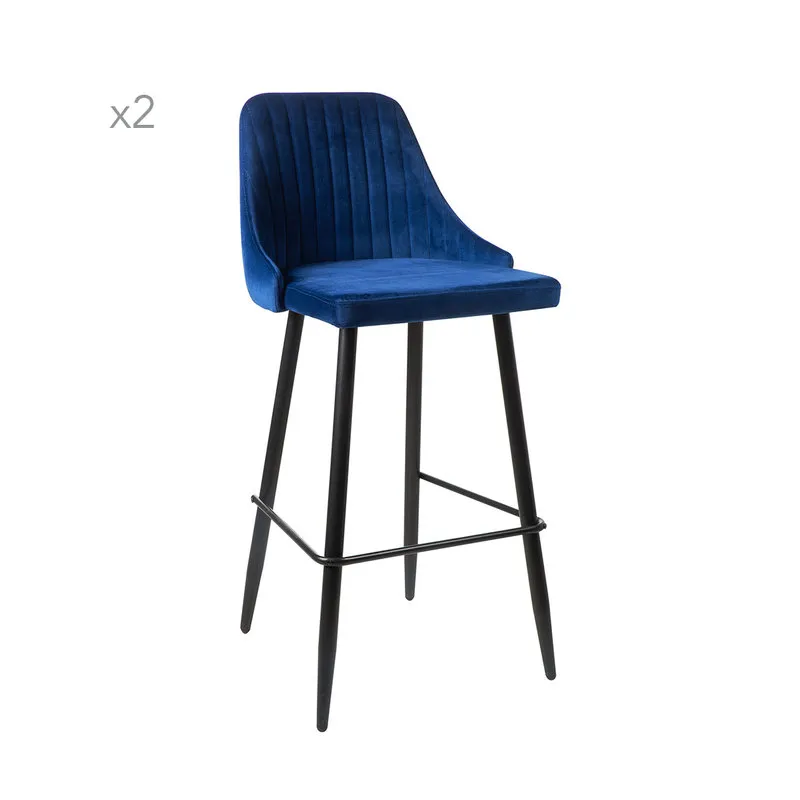 Novità Home Velluto - Set 2 sgabelli in velluto blu