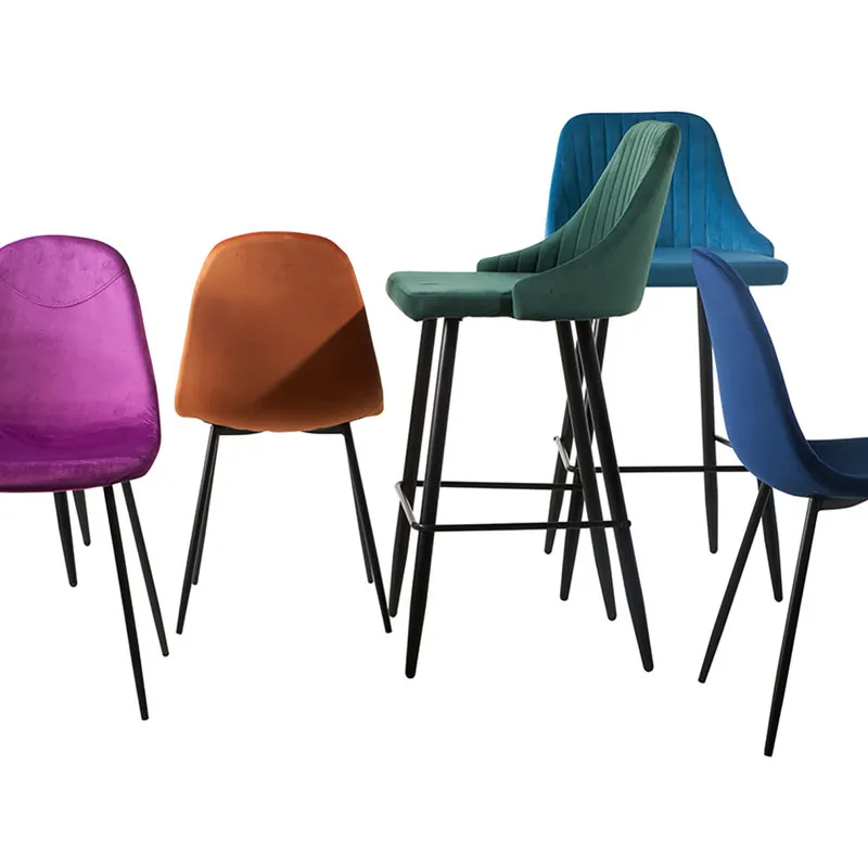 Novità Home Velluto - Set 2 sgabelli in velluto blu