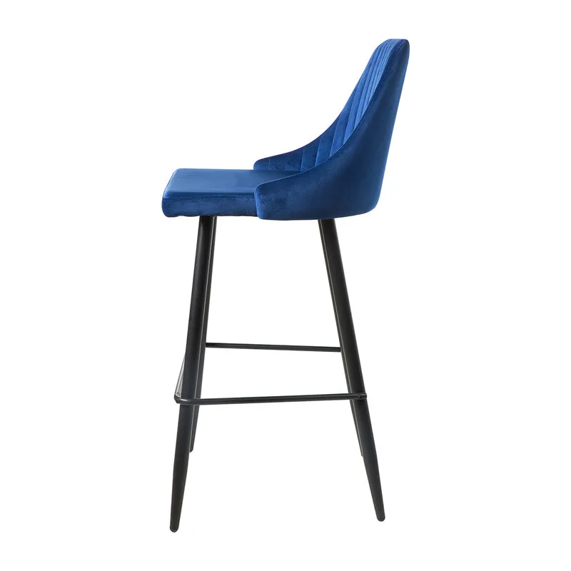 Novità Home Velluto - Set 2 sgabelli in velluto blu