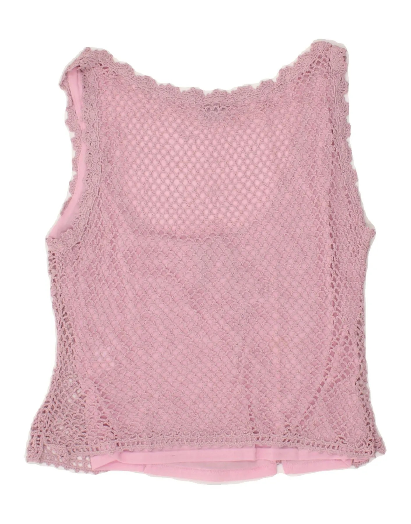 OASIS Womens Sleeveless Crochet Blouse Top UK 12 Medium Pink