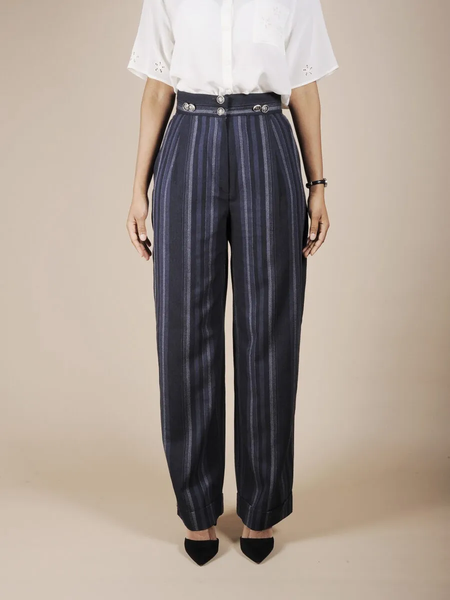 Pantalone francese gessato a palazzo