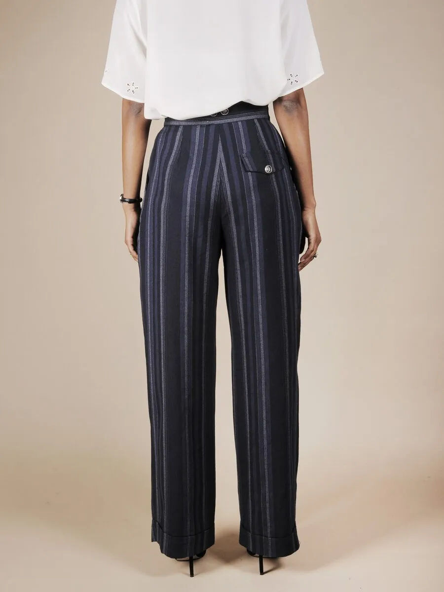 Pantalone francese gessato a palazzo