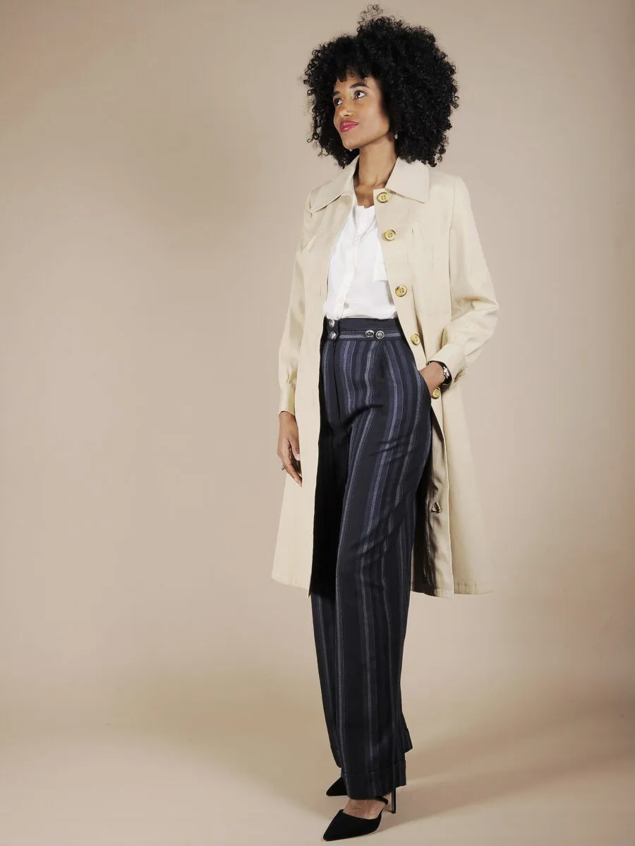 Pantalone francese gessato a palazzo