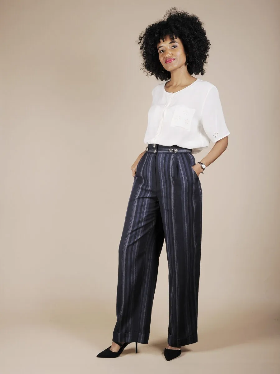 Pantalone francese gessato a palazzo