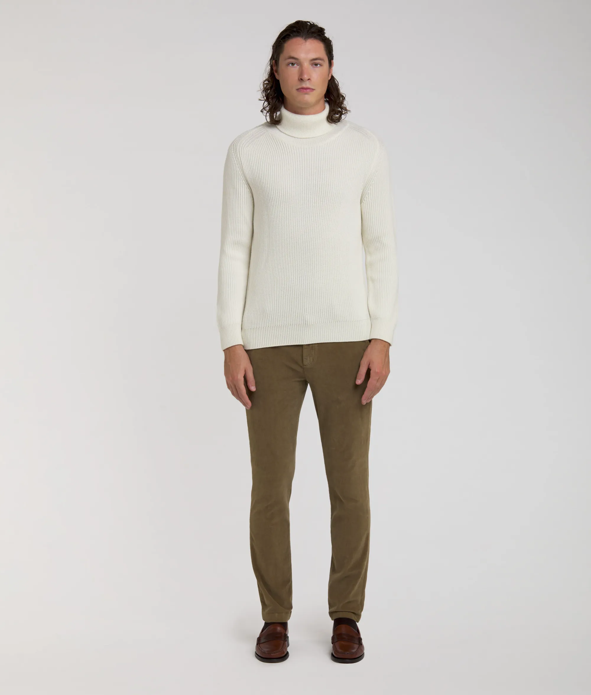 PANTALONE "BRERA" VERDE IN VELLUTO MILLERIGHE