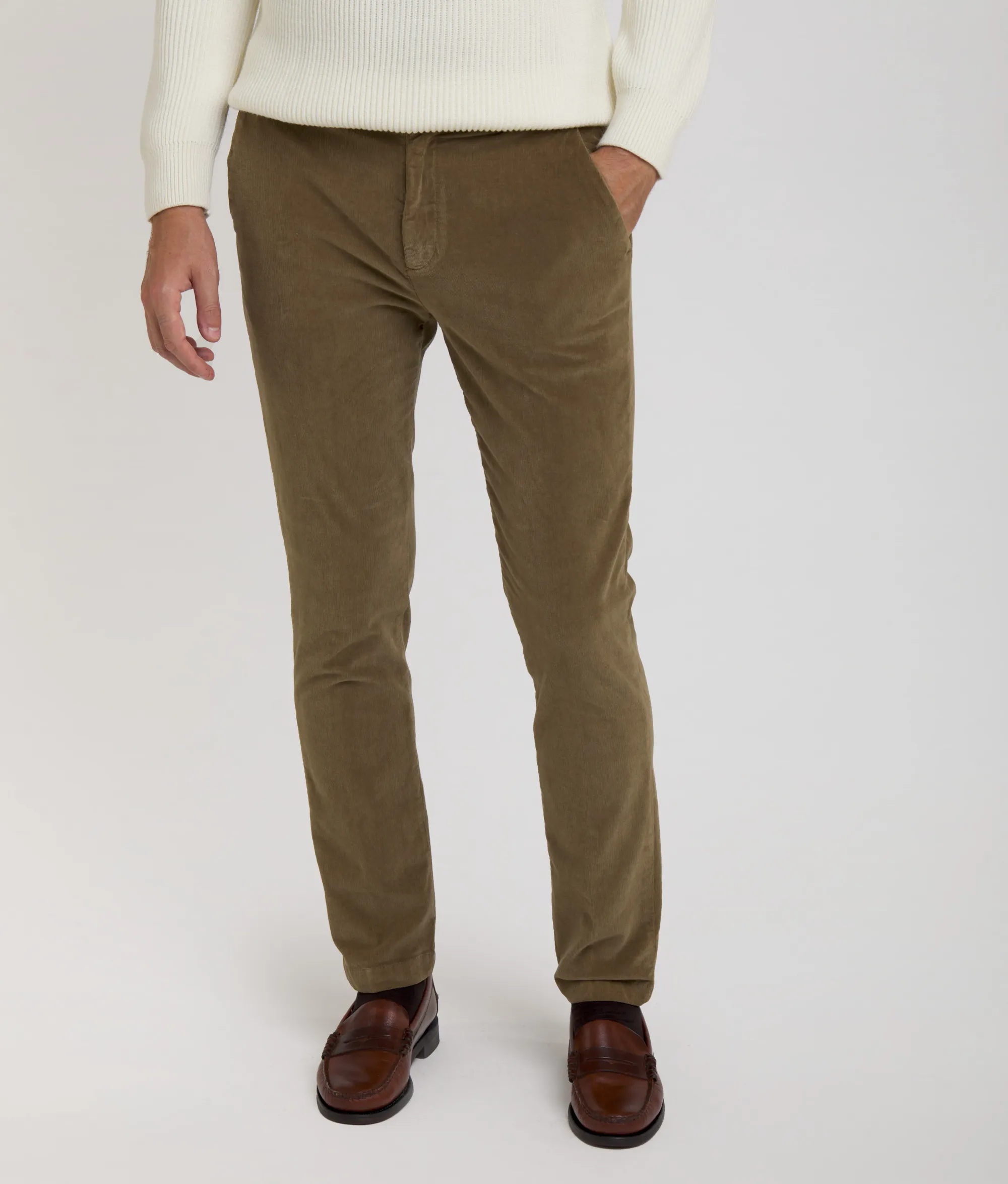 PANTALONE "BRERA" VERDE IN VELLUTO MILLERIGHE