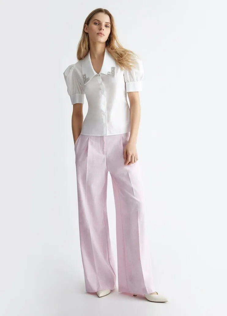 Pantaloni a palazzo in twill liu jo