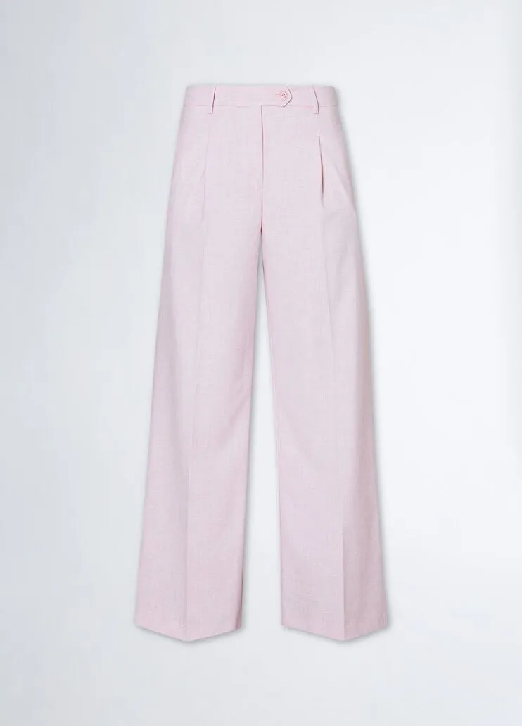 Pantaloni a palazzo in twill liu jo