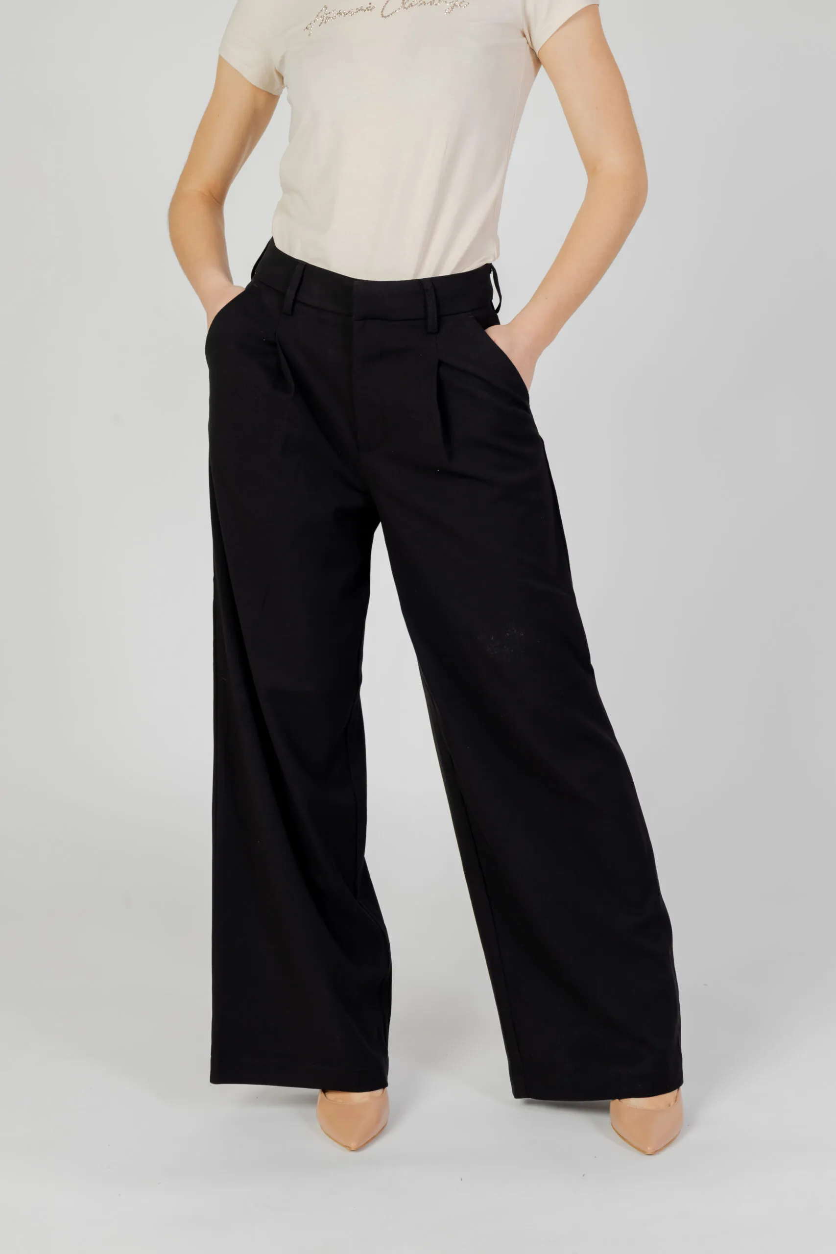 Pantaloni a palazzo Only Onlleora Hw Wide Nero