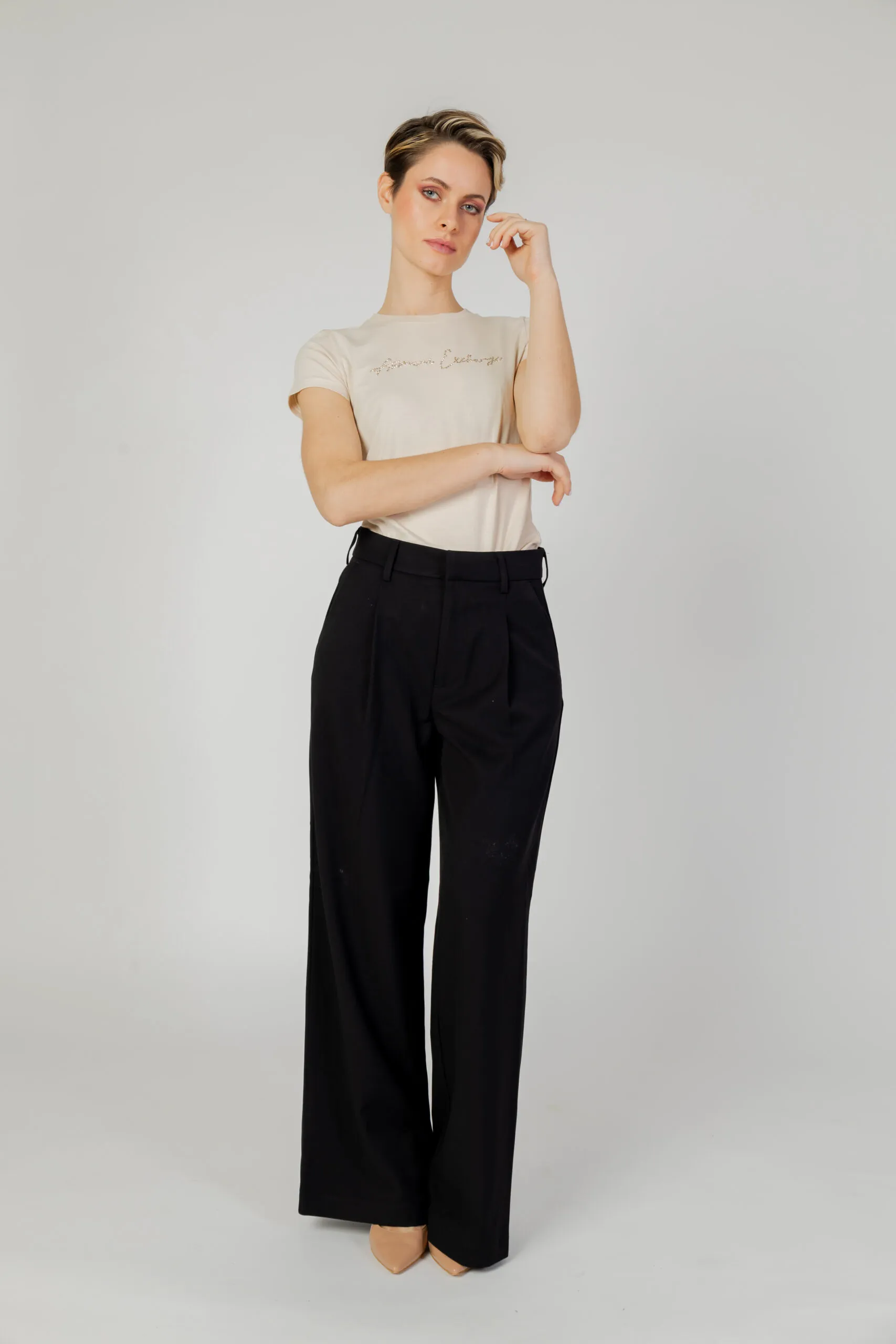 Pantaloni a palazzo Only Onlleora Hw Wide Nero