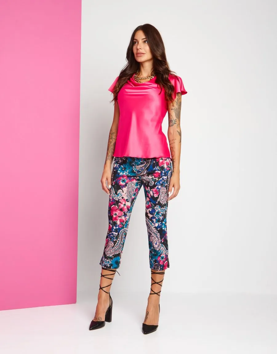 Pantaloni capri fantasia floreale
