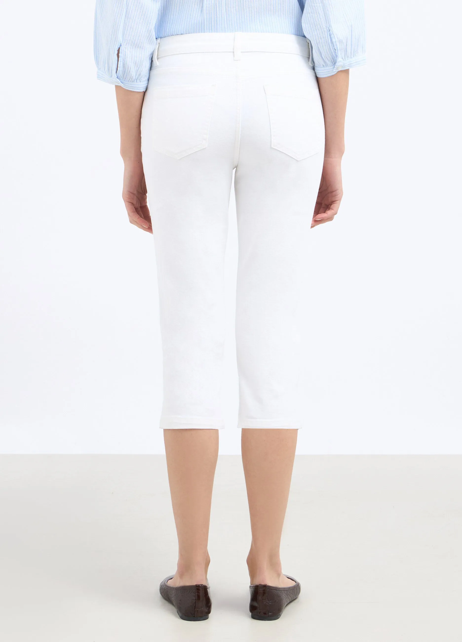 Pantaloni capri in misto cotone donna