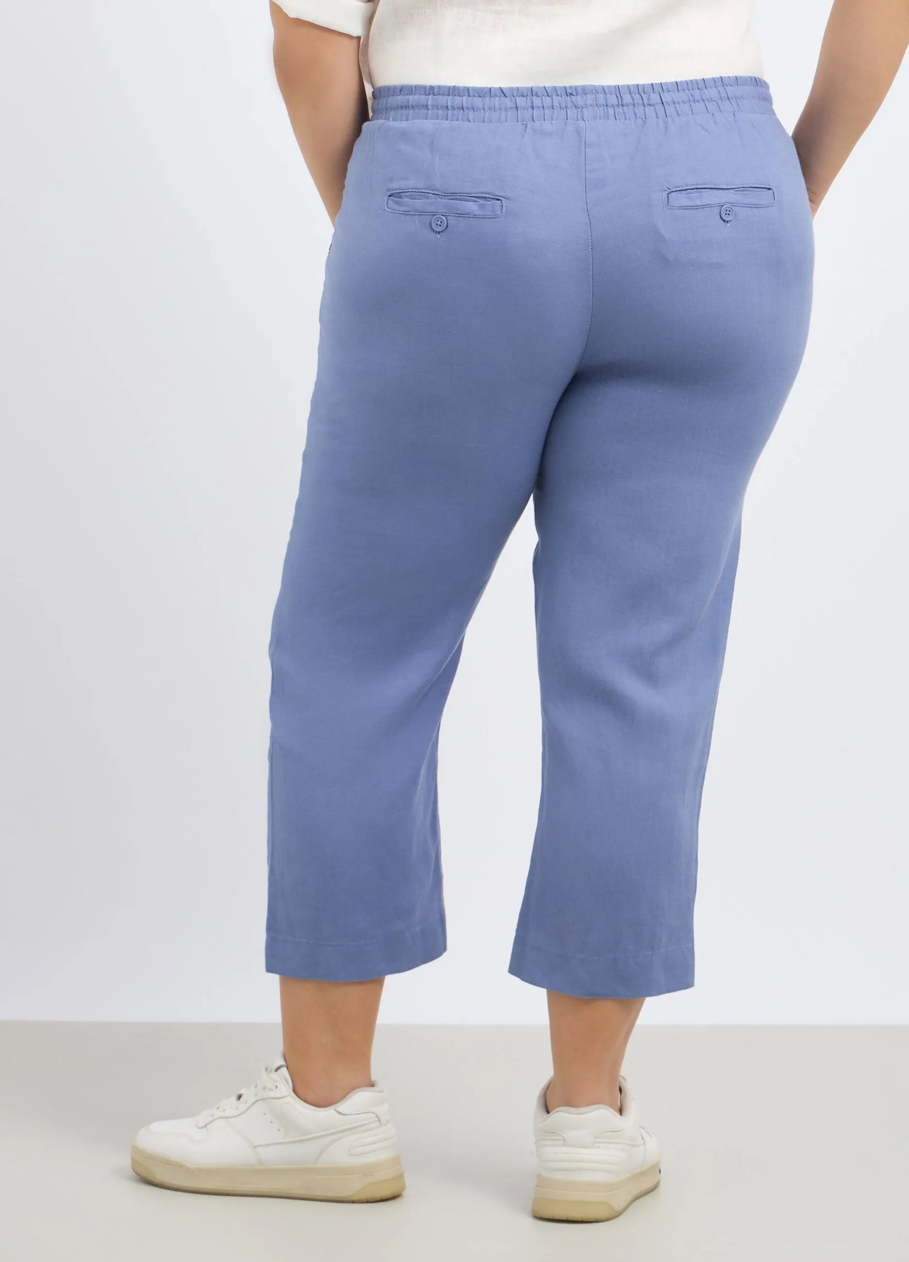 Pantaloni capri in puro lino donna curvy