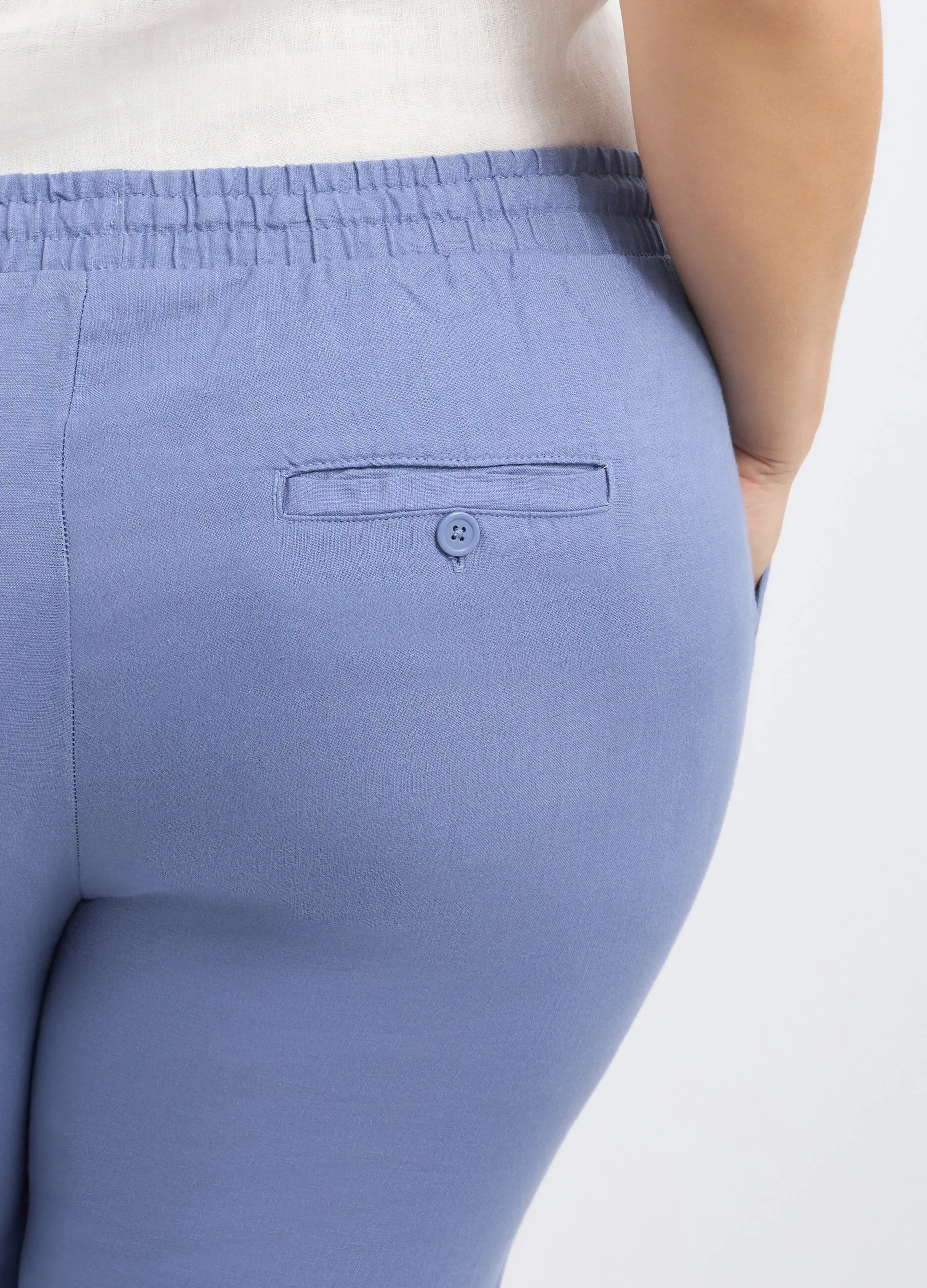 Pantaloni capri in puro lino donna curvy
