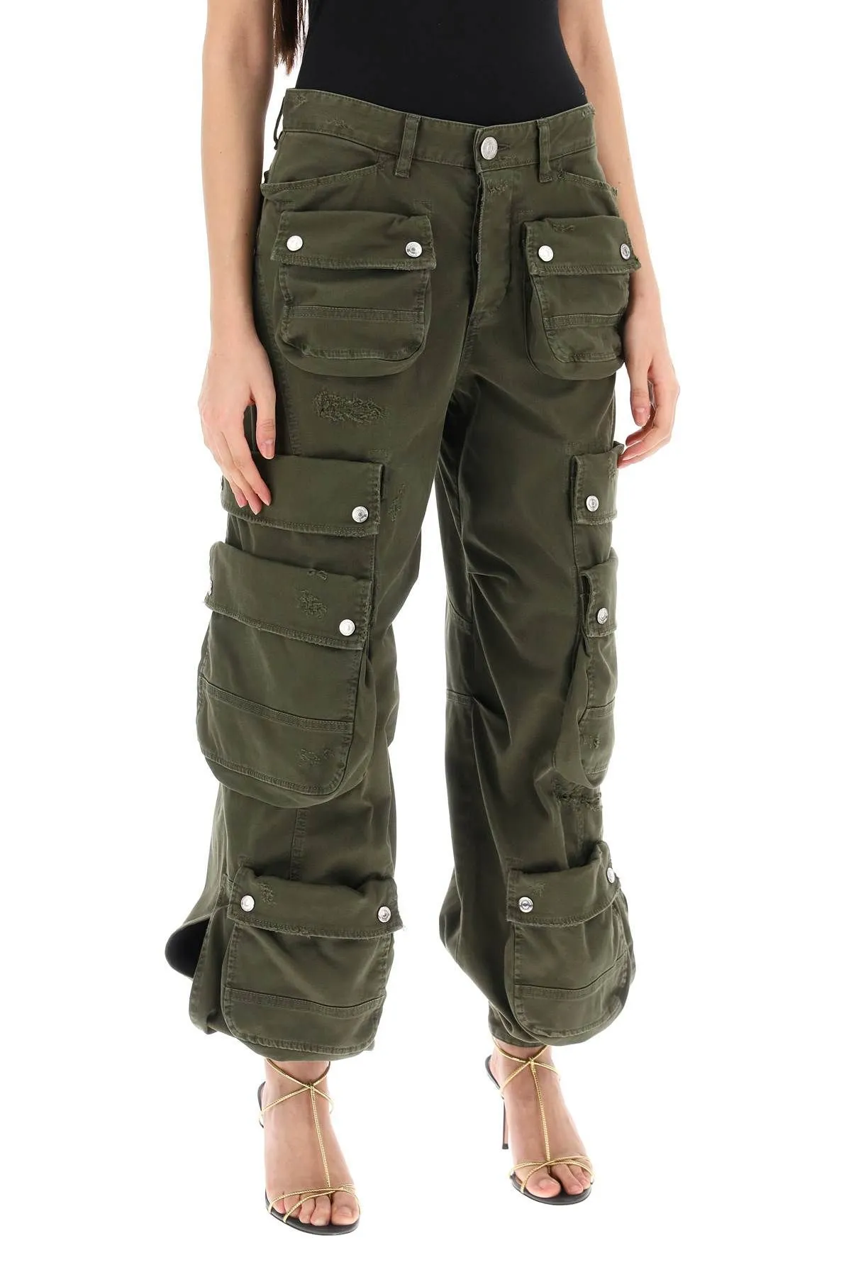 Pantaloni cargo a gamba ampia