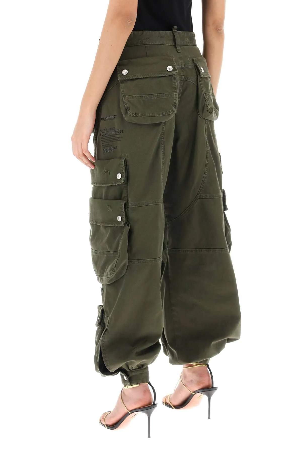 Pantaloni cargo a gamba ampia