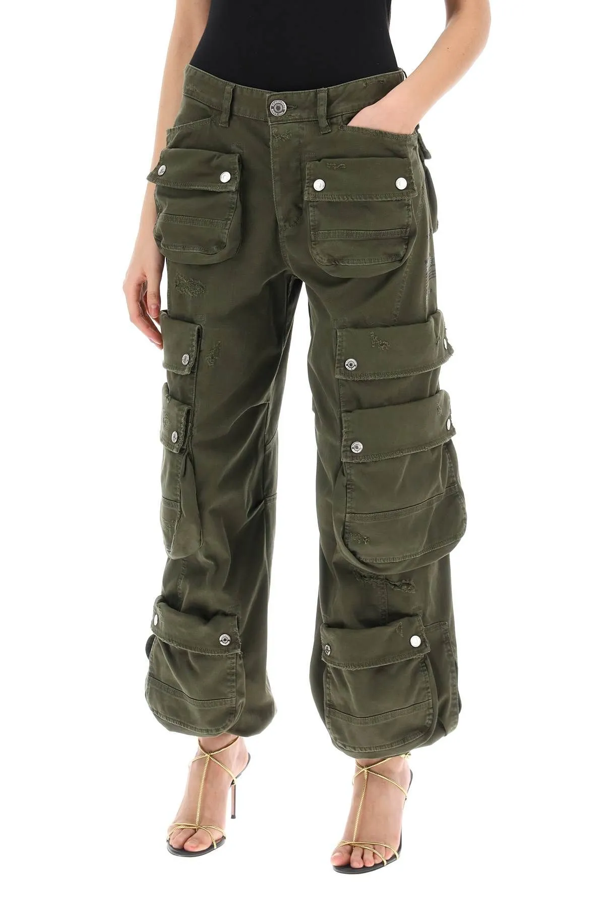 Pantaloni cargo a gamba ampia