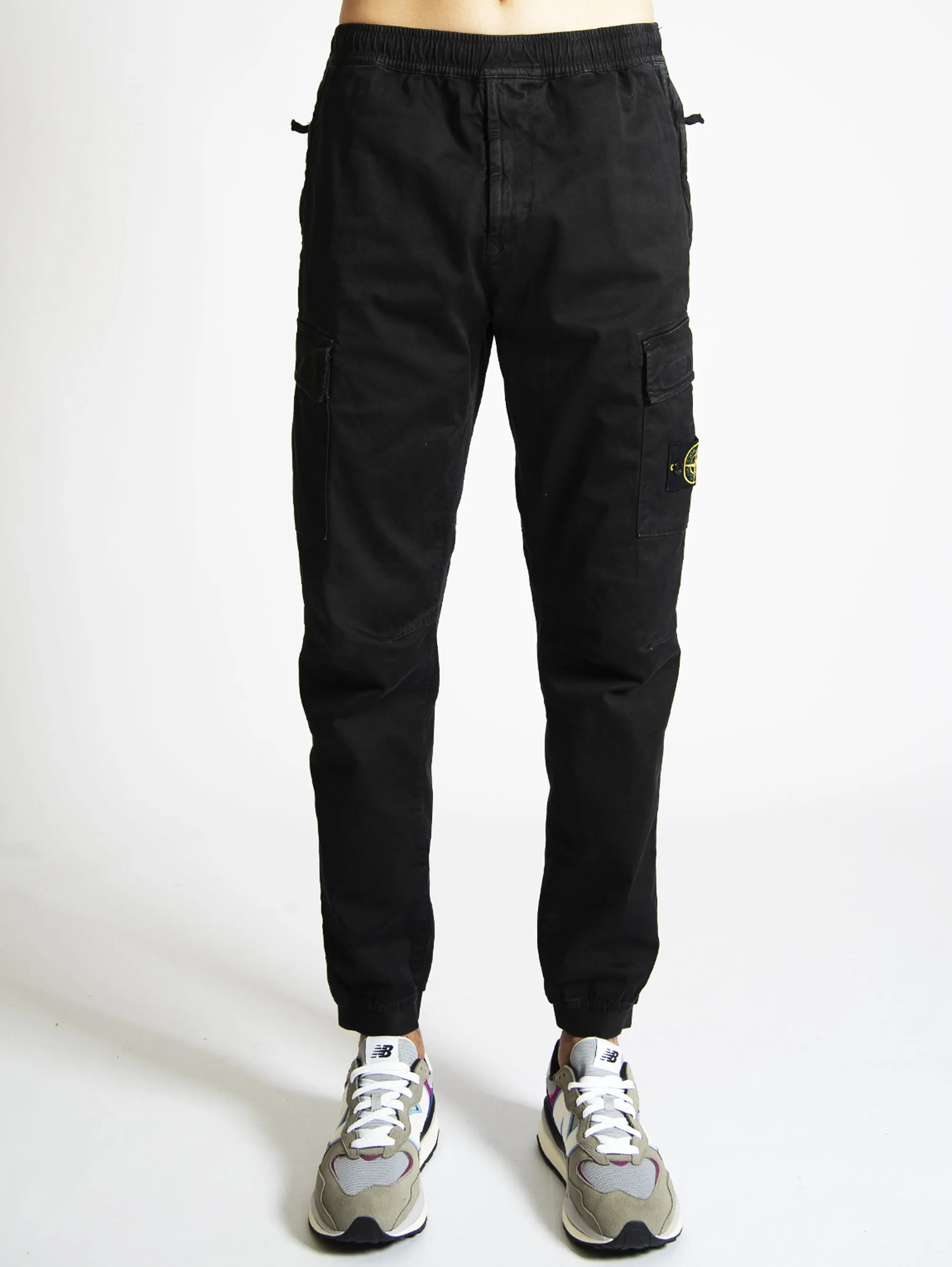 Pantaloni Cargo con Elastico Nero