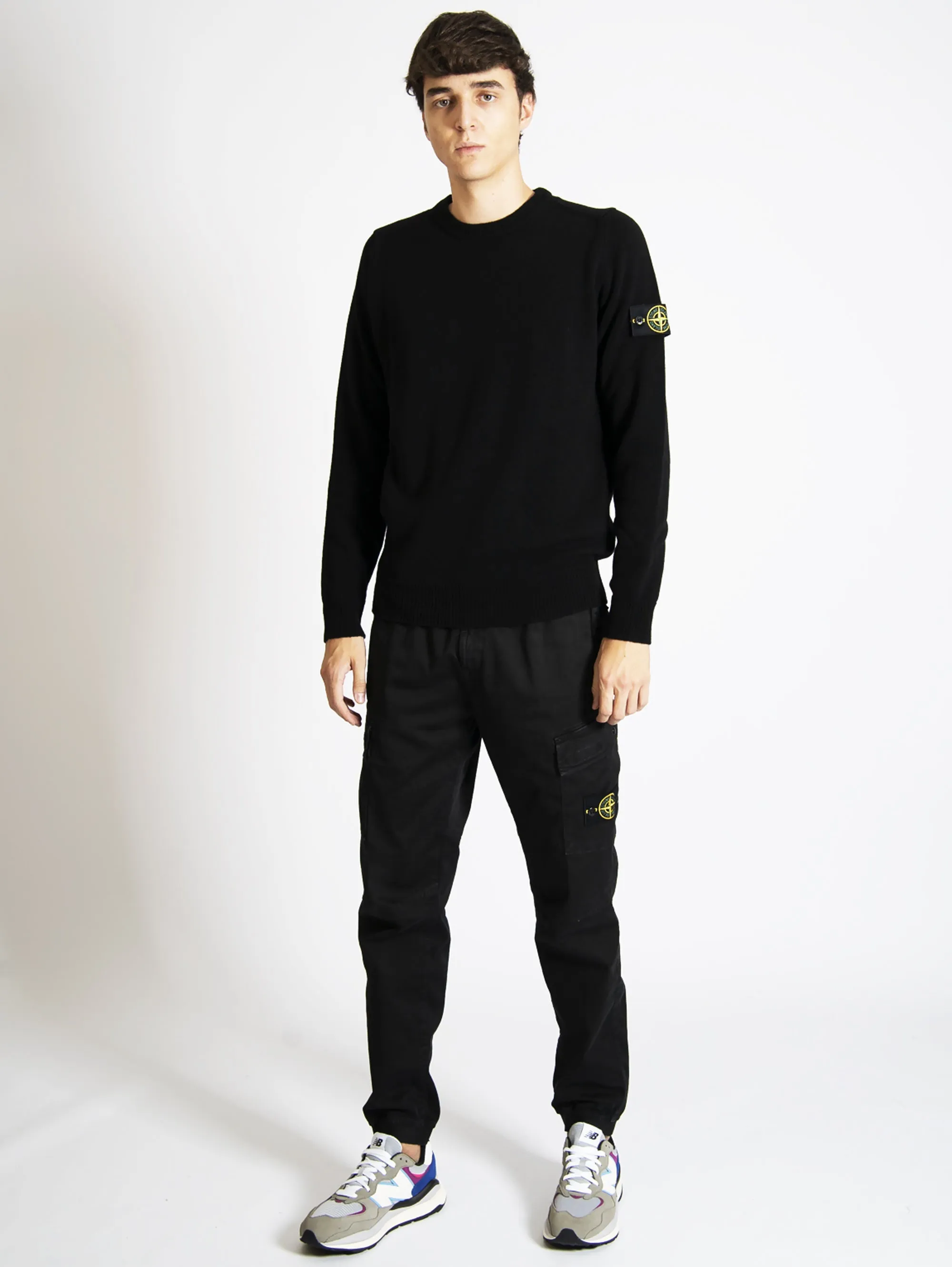 Pantaloni Cargo con Elastico Nero