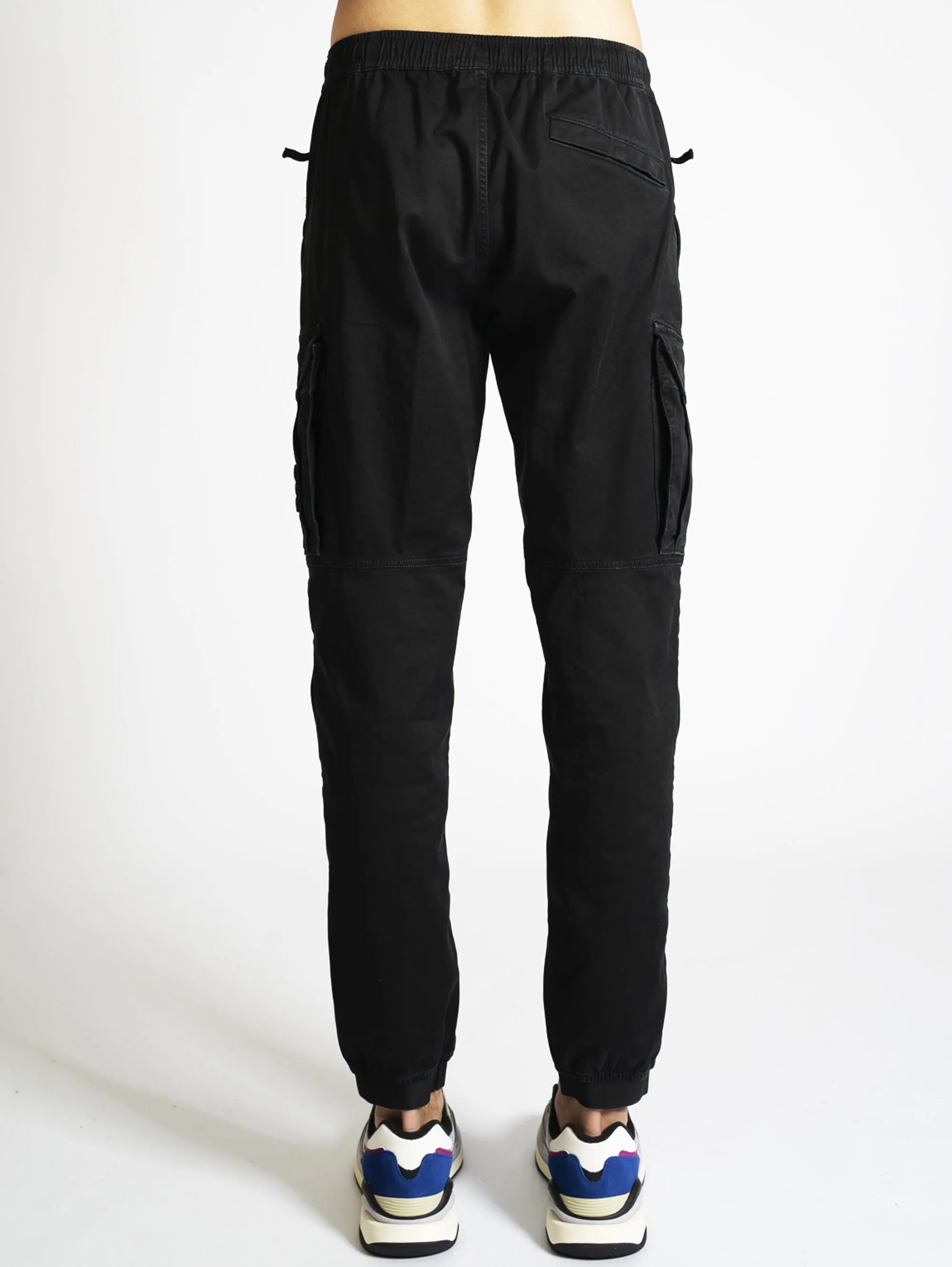 Pantaloni Cargo con Elastico Nero