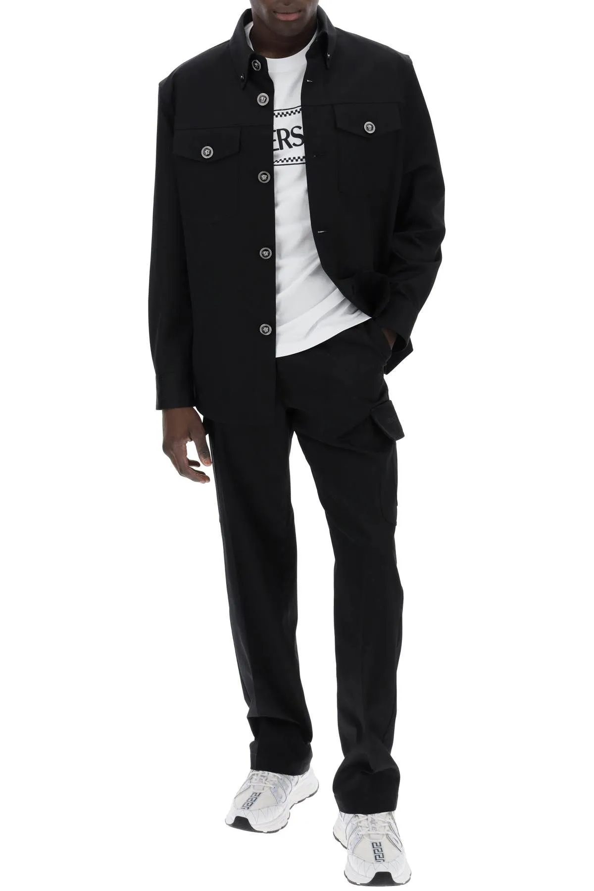 Pantaloni cargo in gabardina di cotone