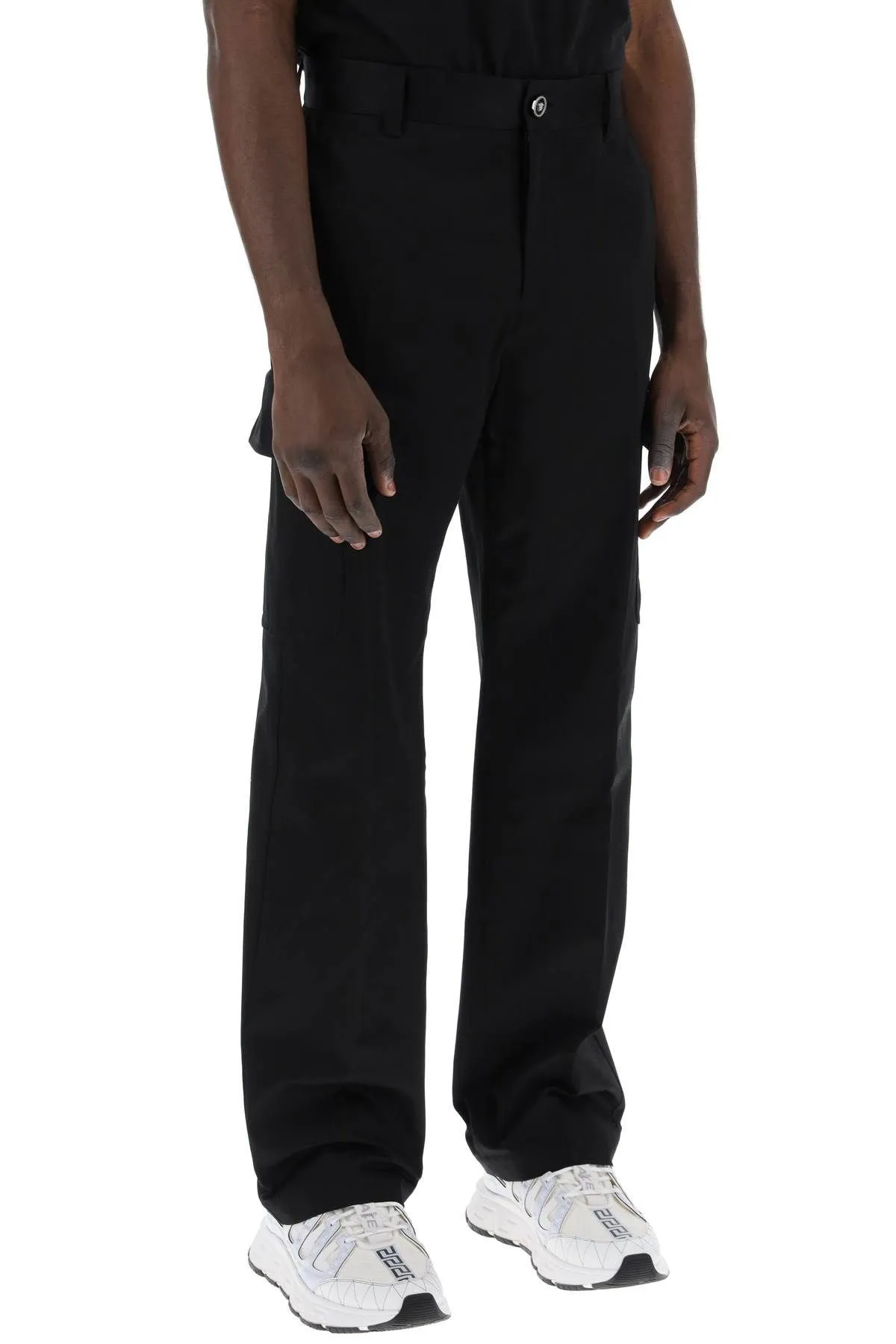 Pantaloni cargo in gabardina di cotone